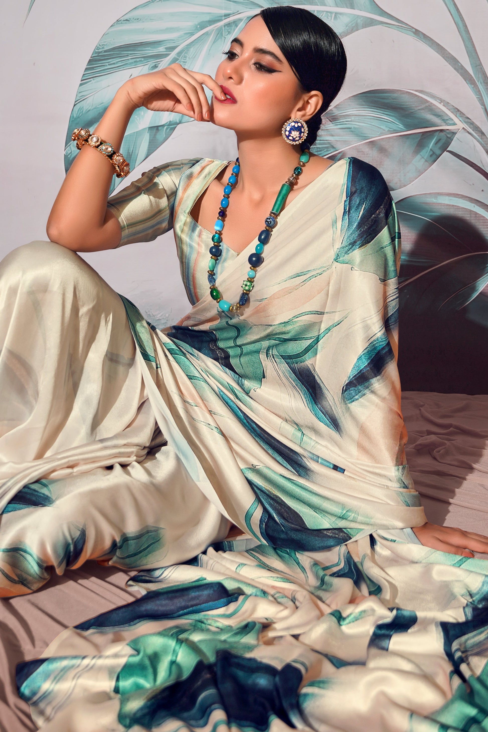 Multicolor Printed Satin Saree-ZB134392_3_SareeButa.com