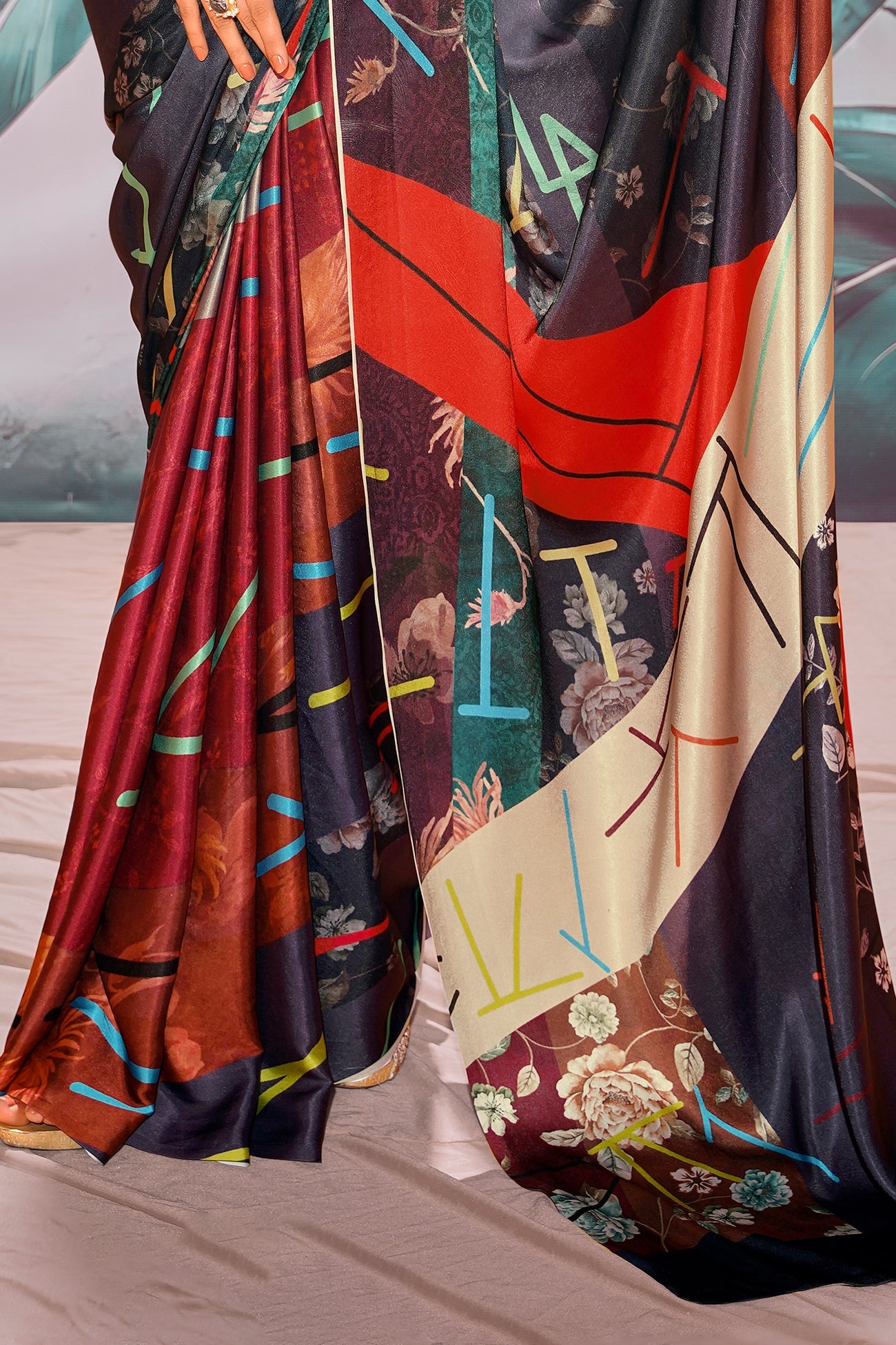 Multicolor Printed Satin Saree-ZB134394_4_SareeButa.com