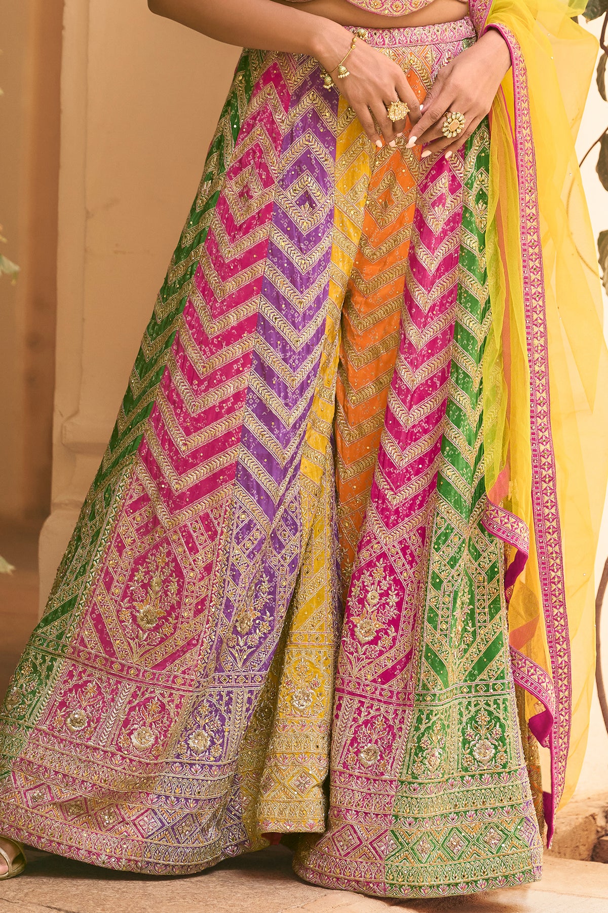 Multicolor Readymade Chinon Palazzo Set with Dupatta-SAR13542_6_SareeButa.com