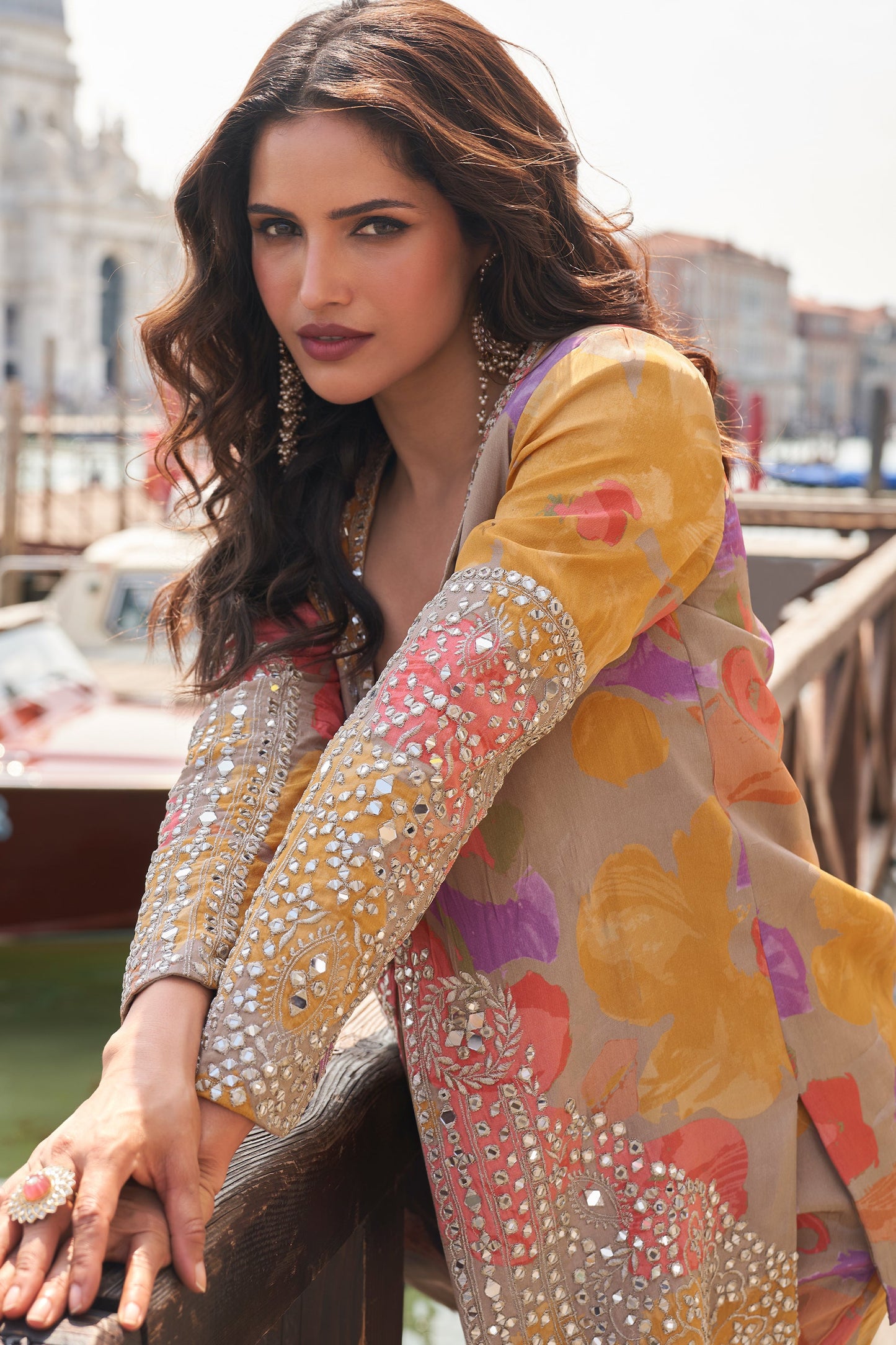 Multicolor Readymade Chinon Silk Sharara Set With Jacket-SAR11380_2_SareeButa.com