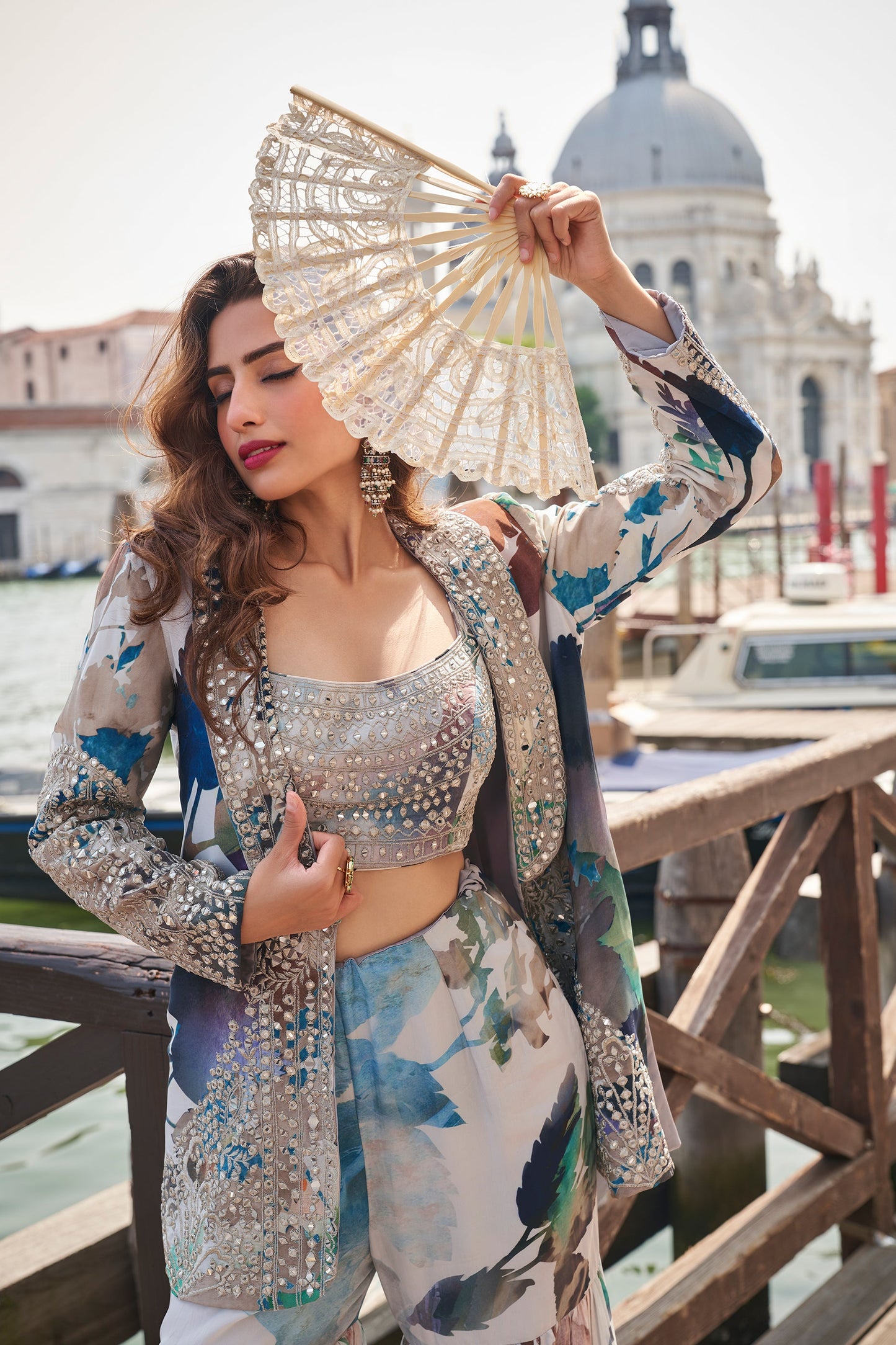 Multicolor Readymade Chinon Silk Sharara Set With Jacket-SAR11381_3_SareeButa.com