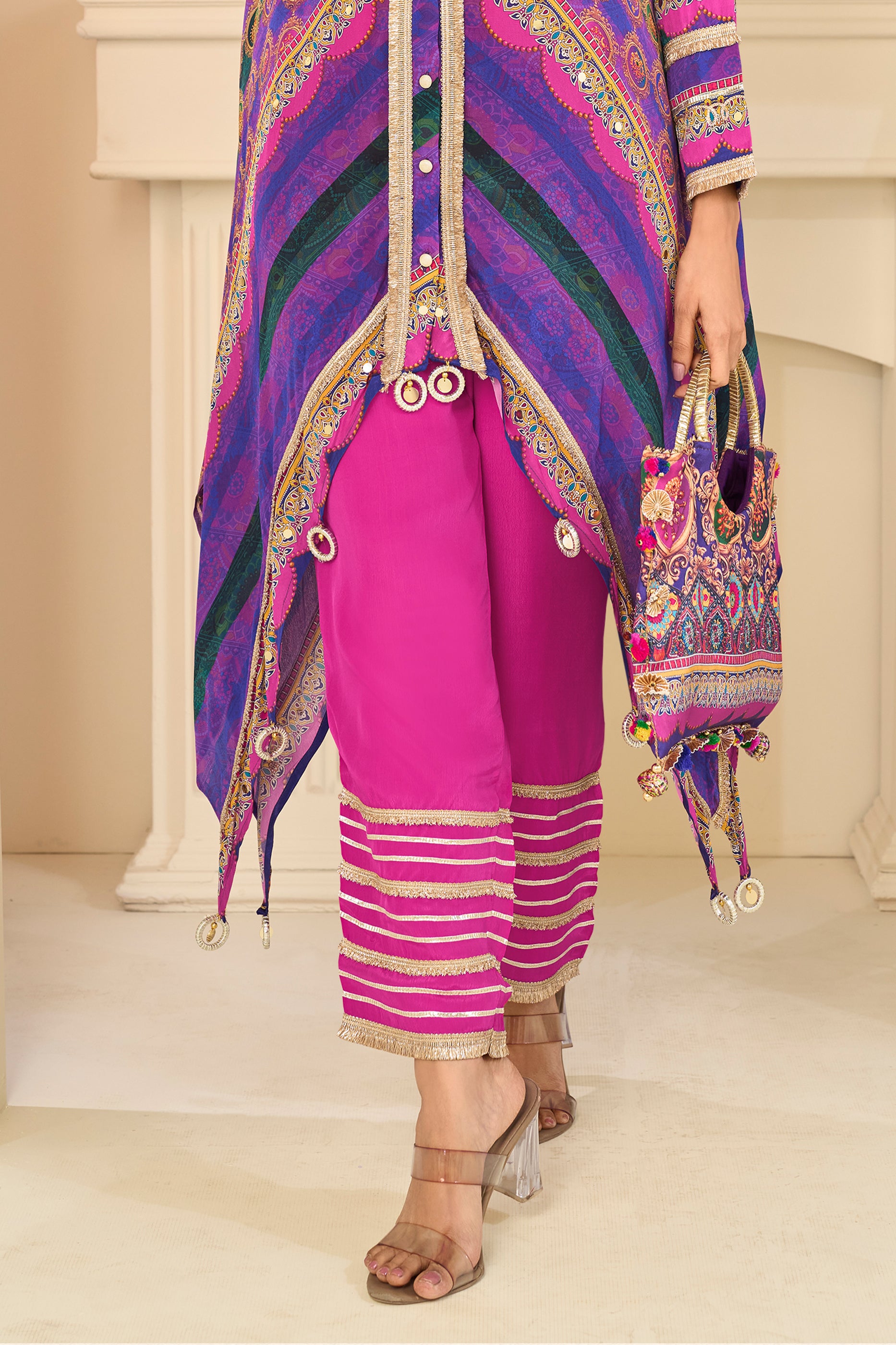Multicolor Readymade Embroidered Crepe Kurta Set-SAR13018_4_SareeButa.com