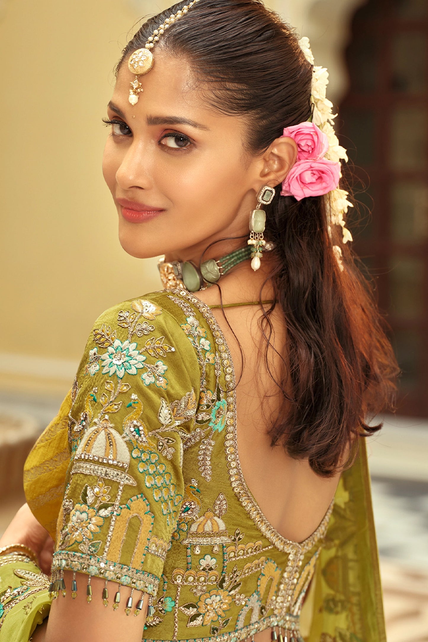 Multicolor Readymade Embroidered Silk Lehenga-SAR10905_3_SareeButa.com