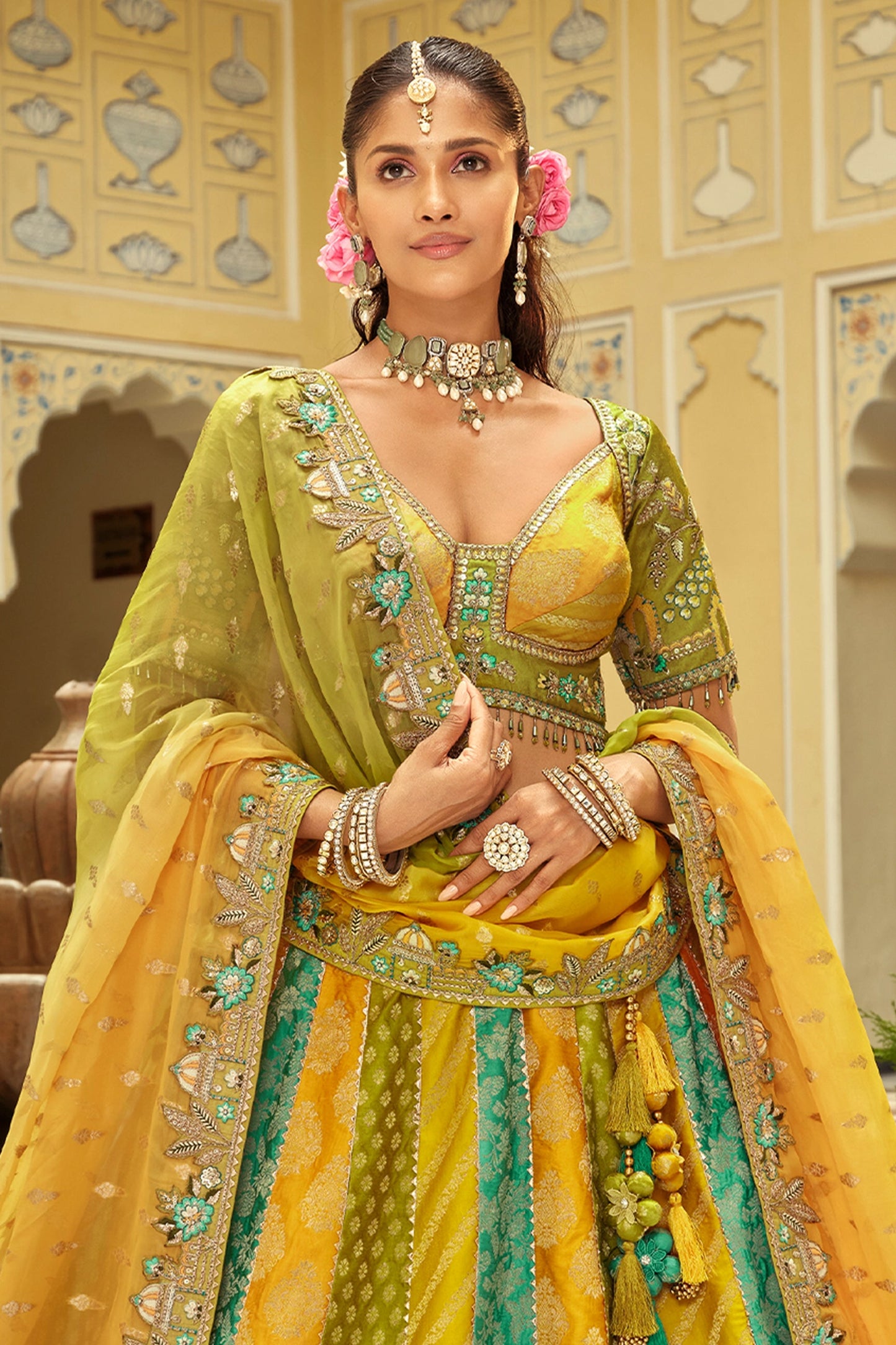 Multicolor Readymade Embroidered Silk Lehenga-SAR10905_4_SareeButa.com