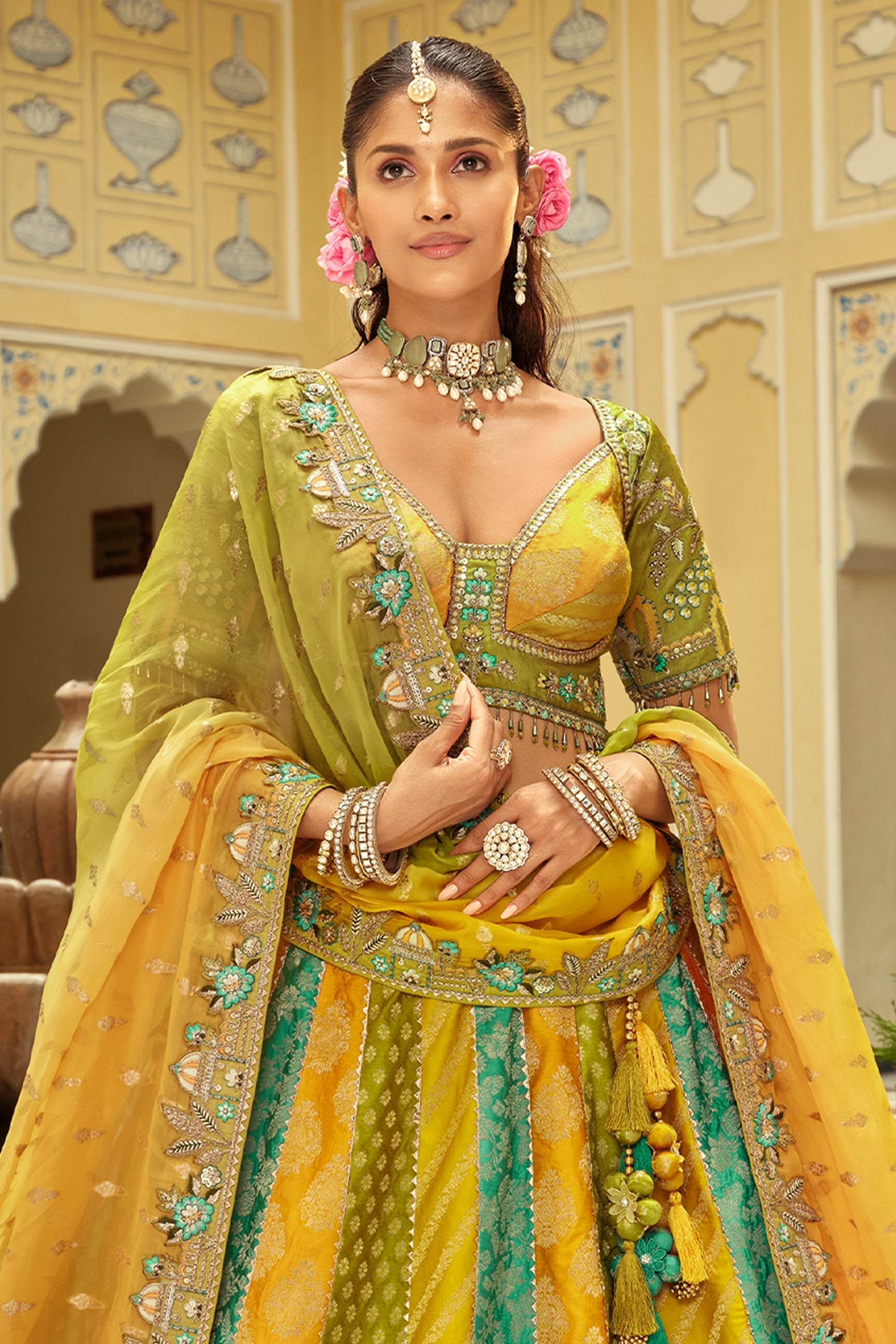 Multicolor Readymade Embroidered Silk Lehenga-SAR10905_4_SareeButa.com