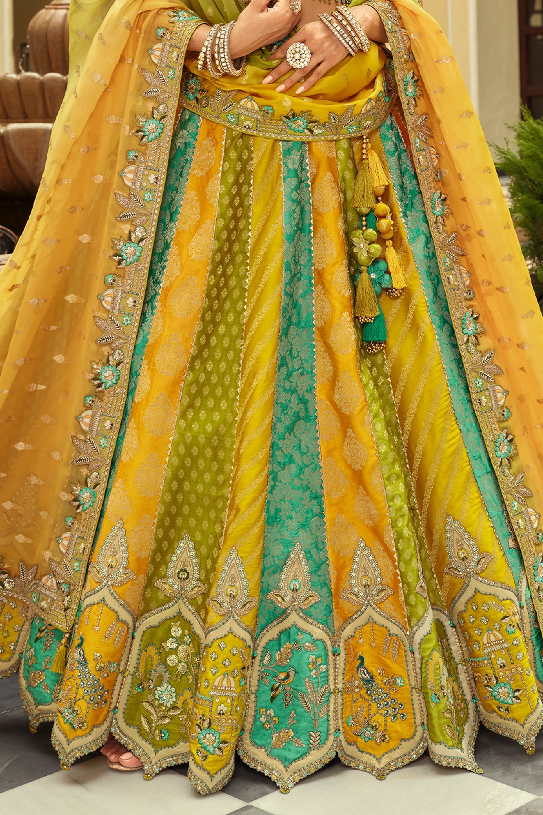 Multicolor Readymade Embroidered Silk Lehenga-SAR10905_5_SareeButa.com