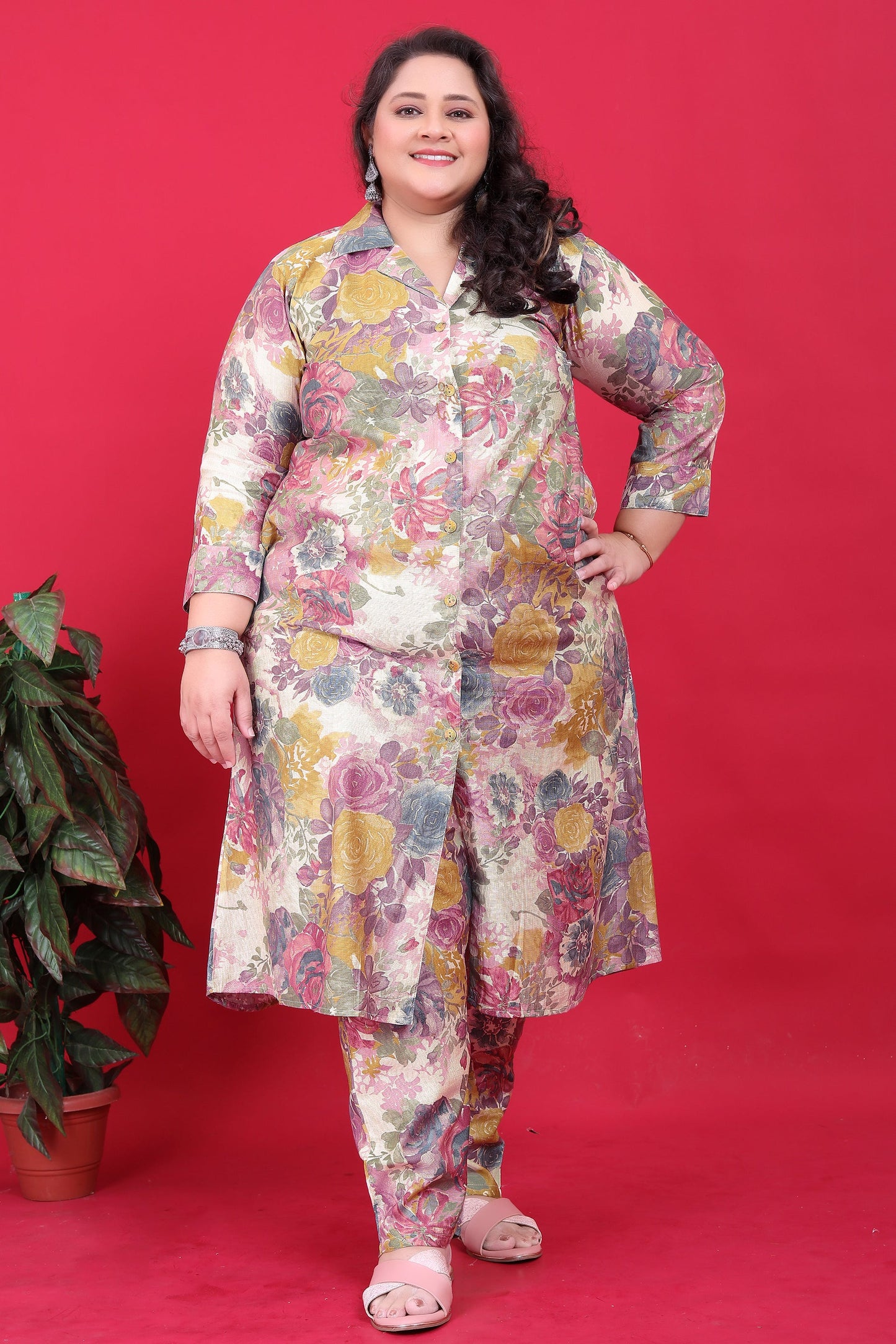 Multicolor Readymade Silk Co Ord Set-SAR11781_1_SareeButa.com