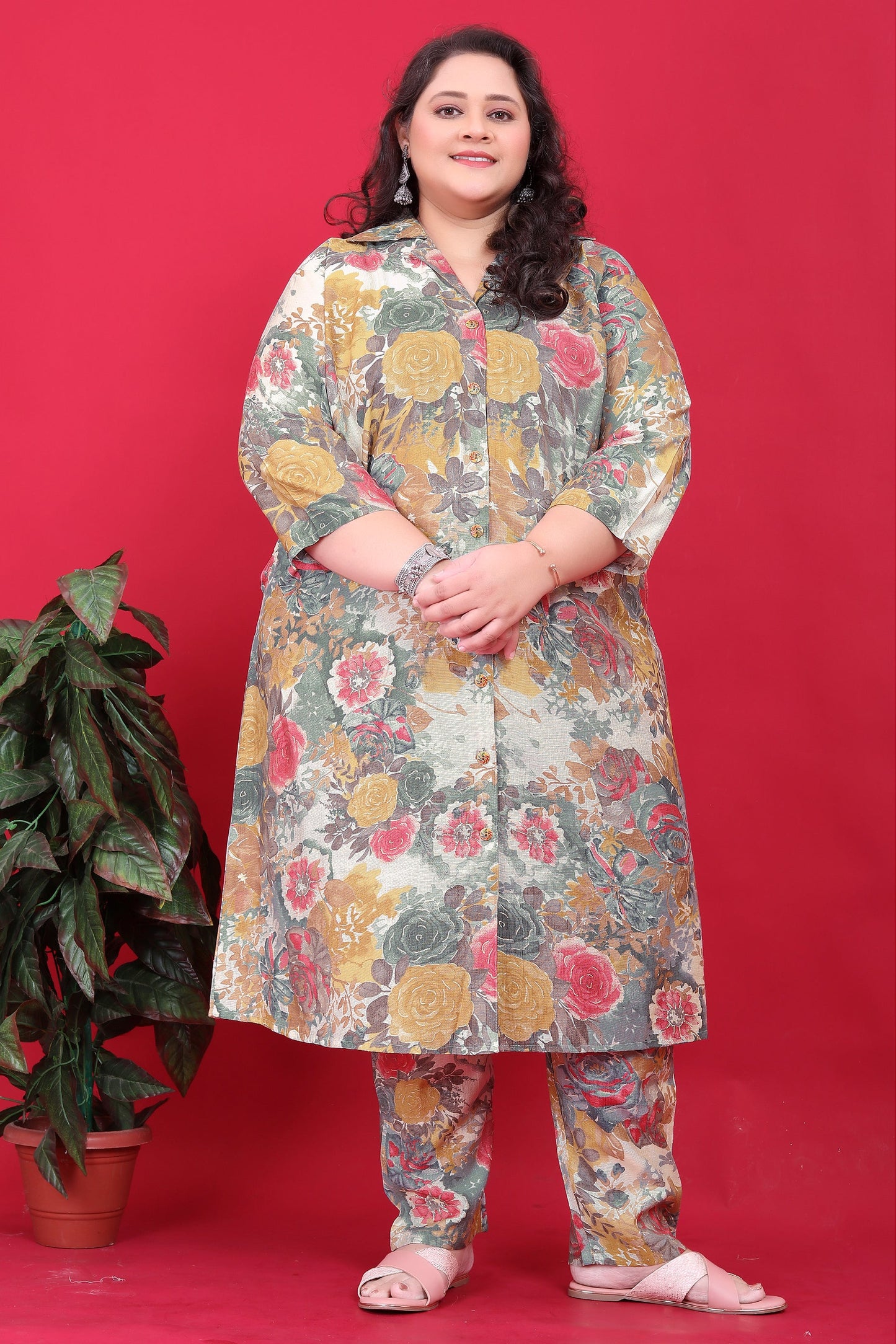 Multicolor Readymade Silk Co Ord Set-SAR11782_1_SareeButa.com