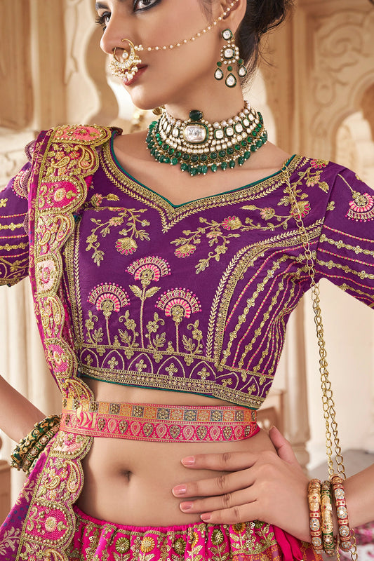 Multicolor Semi-Stitched Banarasi Silk Lehenga-SAR10441_2_SareeButa.com