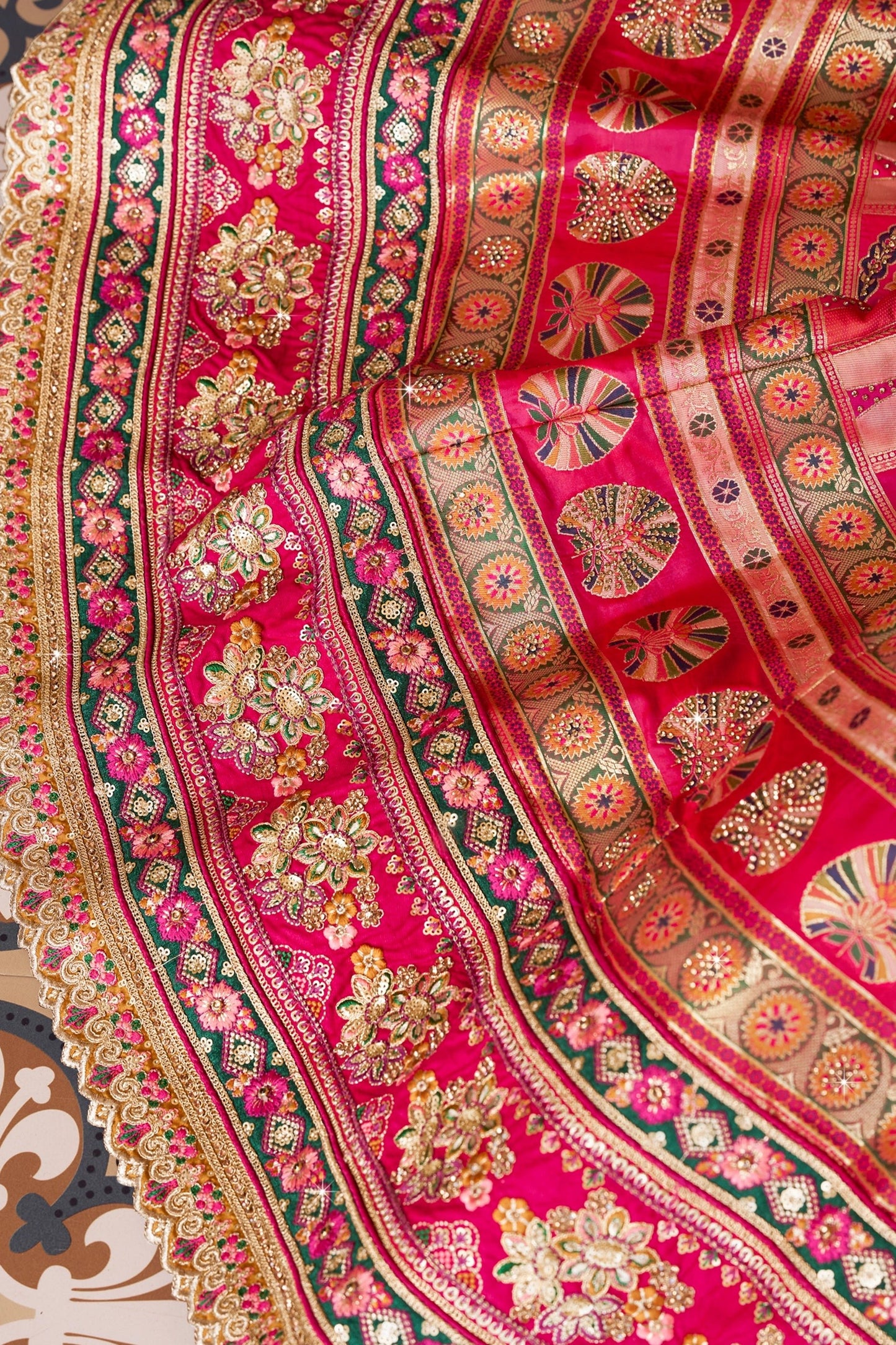 Multicolor Semi-Stitched Banarasi Silk Lehenga-SAR11592_4_SareeButa.com