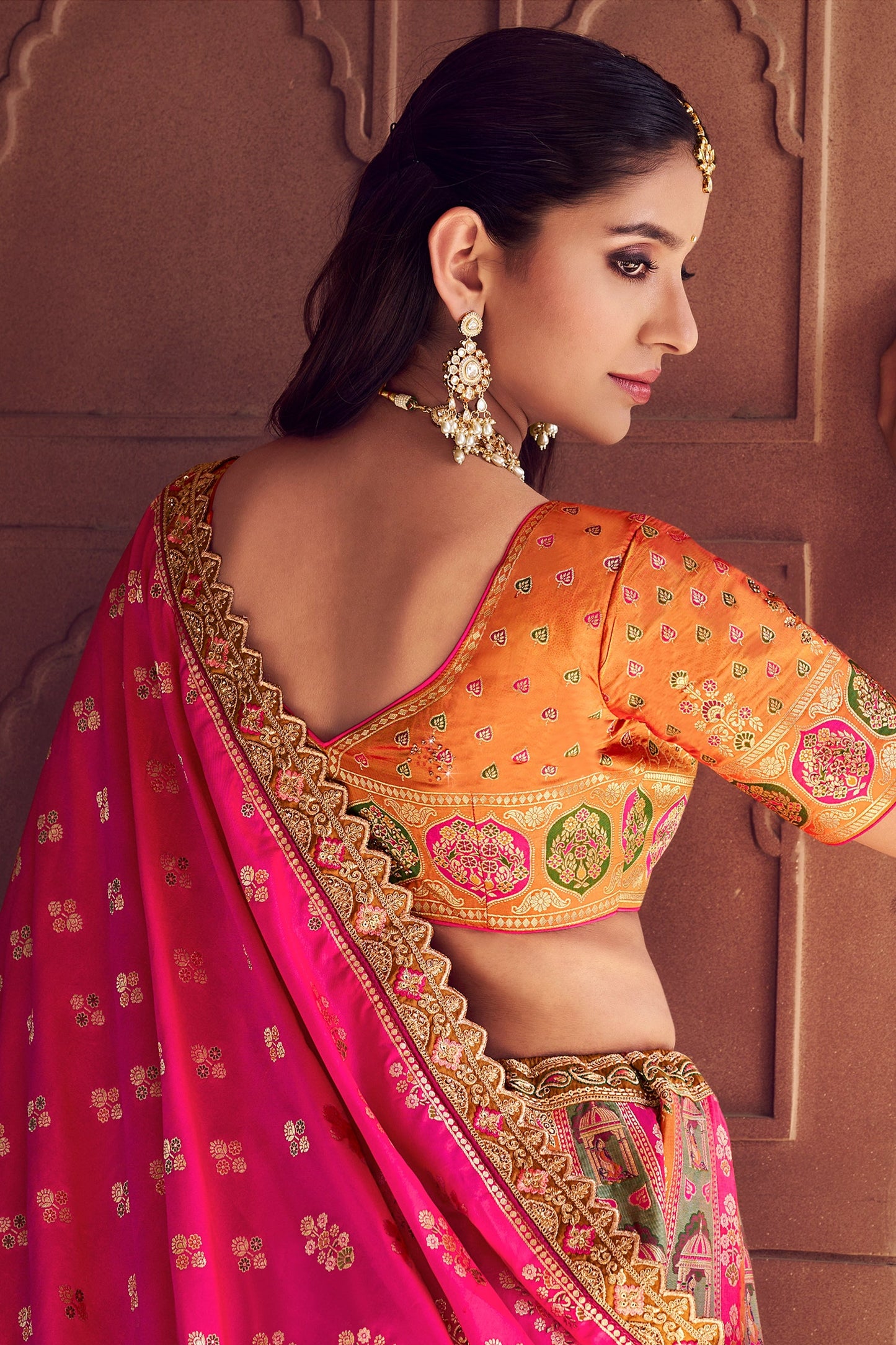 Multicolor Semi-Stitched Banarasi Silk Lehenga-SAR11594_4_SareeButa.com