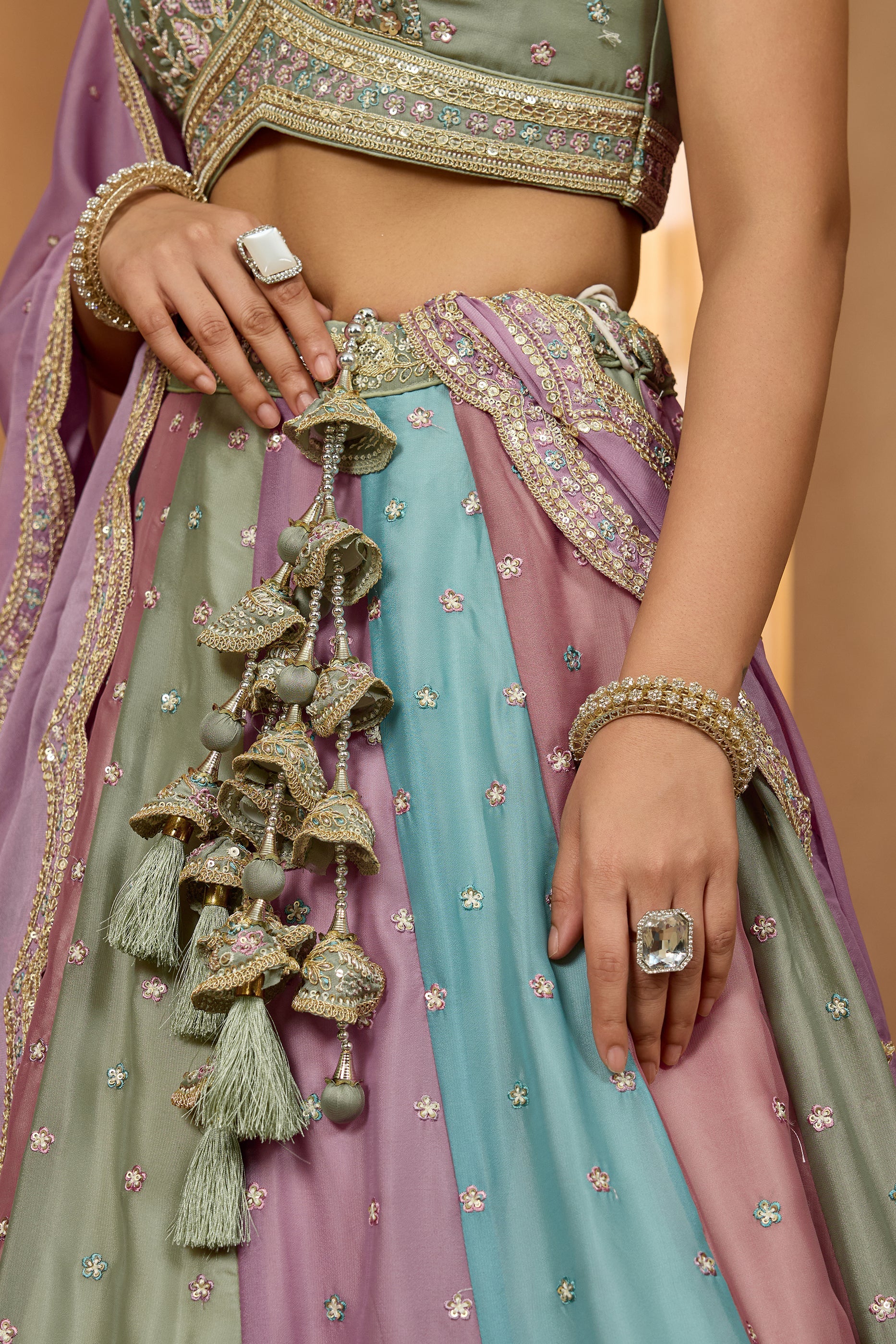 Multicolor Semi-Stitched Embroidered Georgette Lehenga-SAR10706_3_SareeButa.com