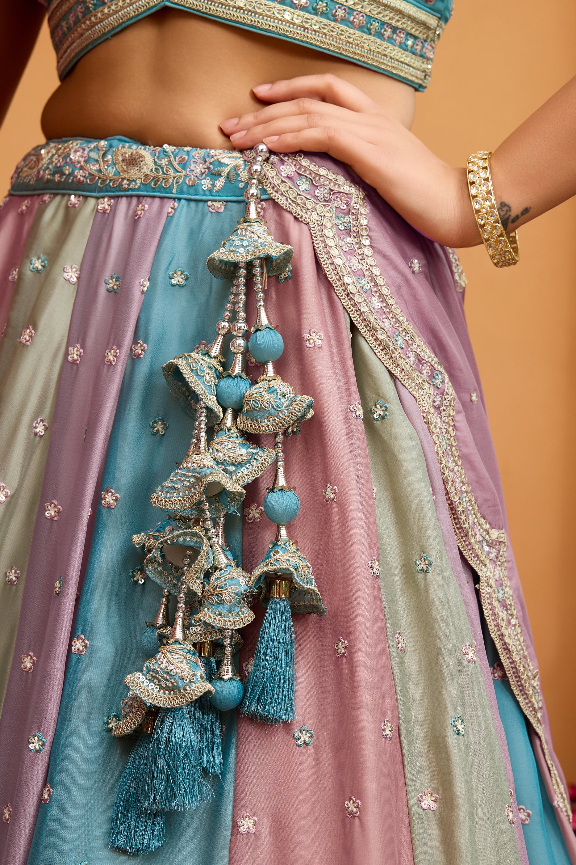 Multicolor Semi-Stitched Embroidered Georgette Lehenga-SAR10707_4_SareeButa.com