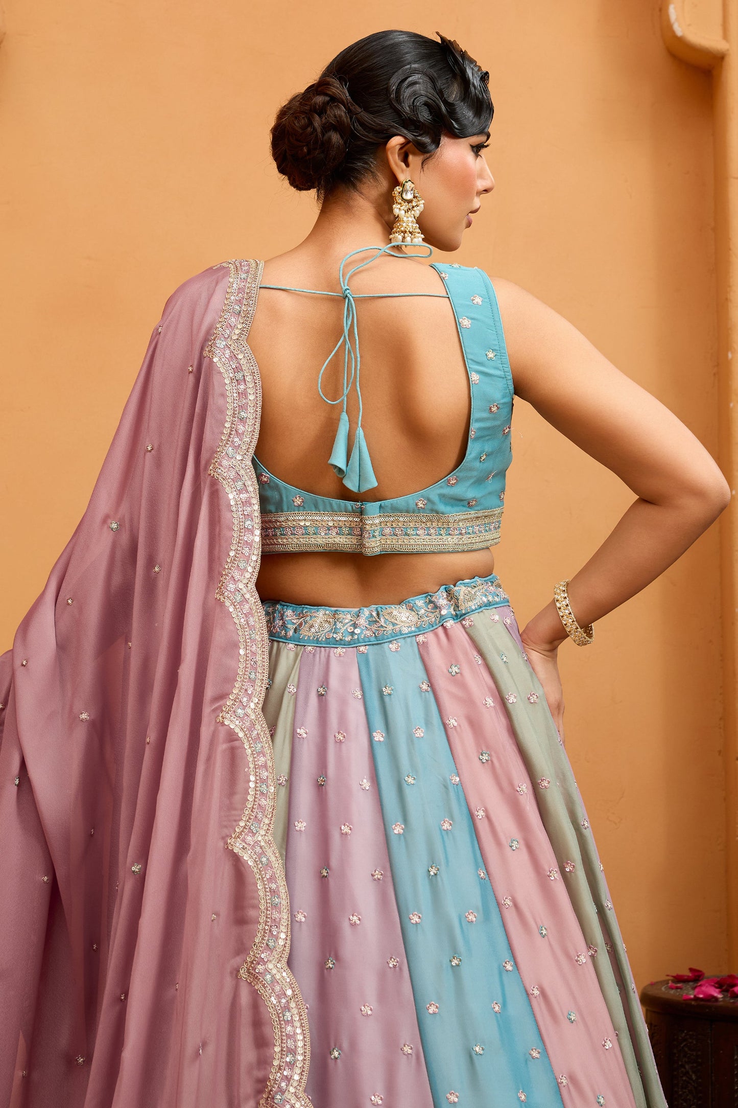 Multicolor Semi-Stitched Embroidered Georgette Lehenga-SAR10707_5_SareeButa.com