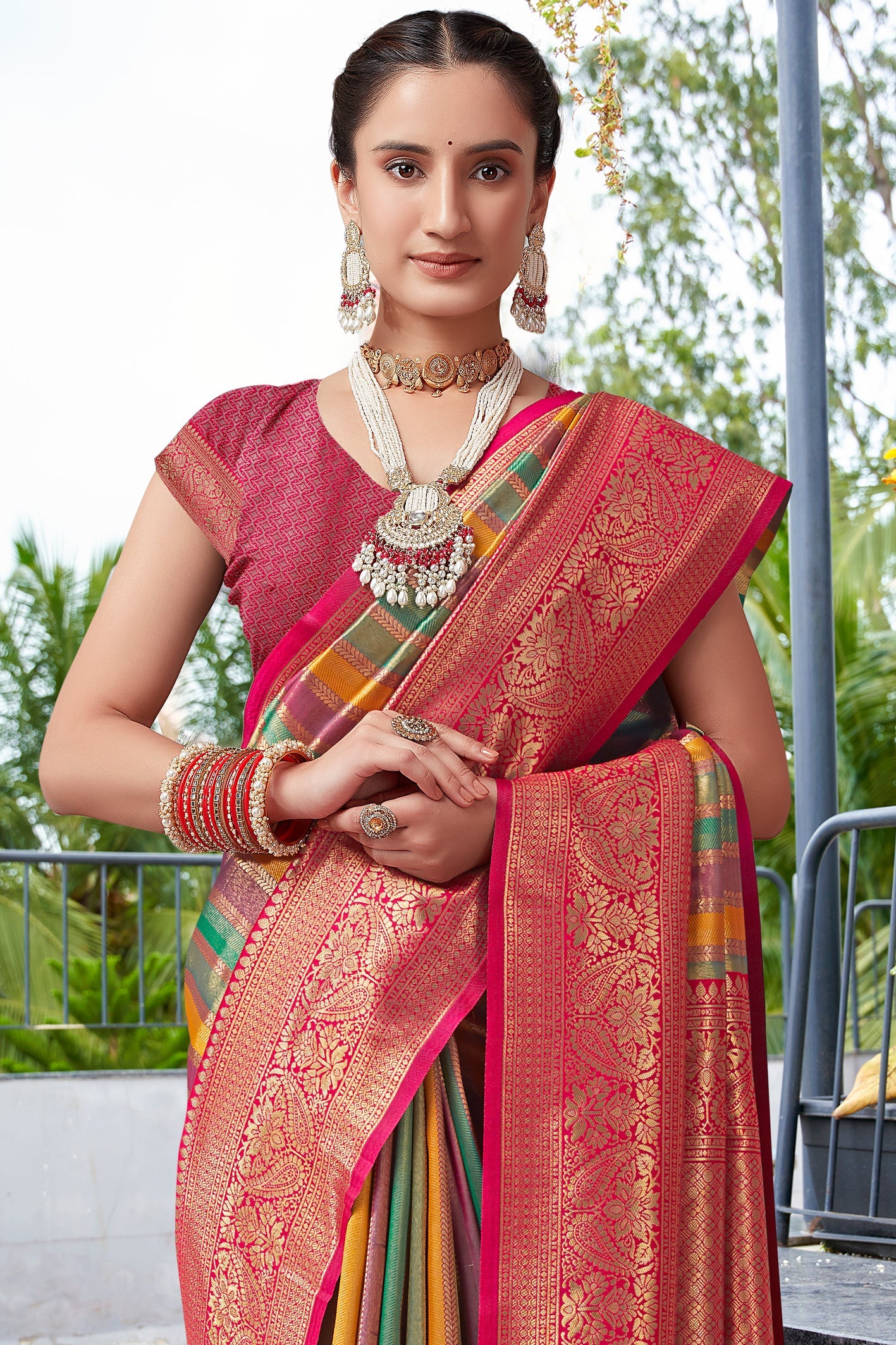 Multicolor Silk Kanjivaram Saree-ZB132341_2