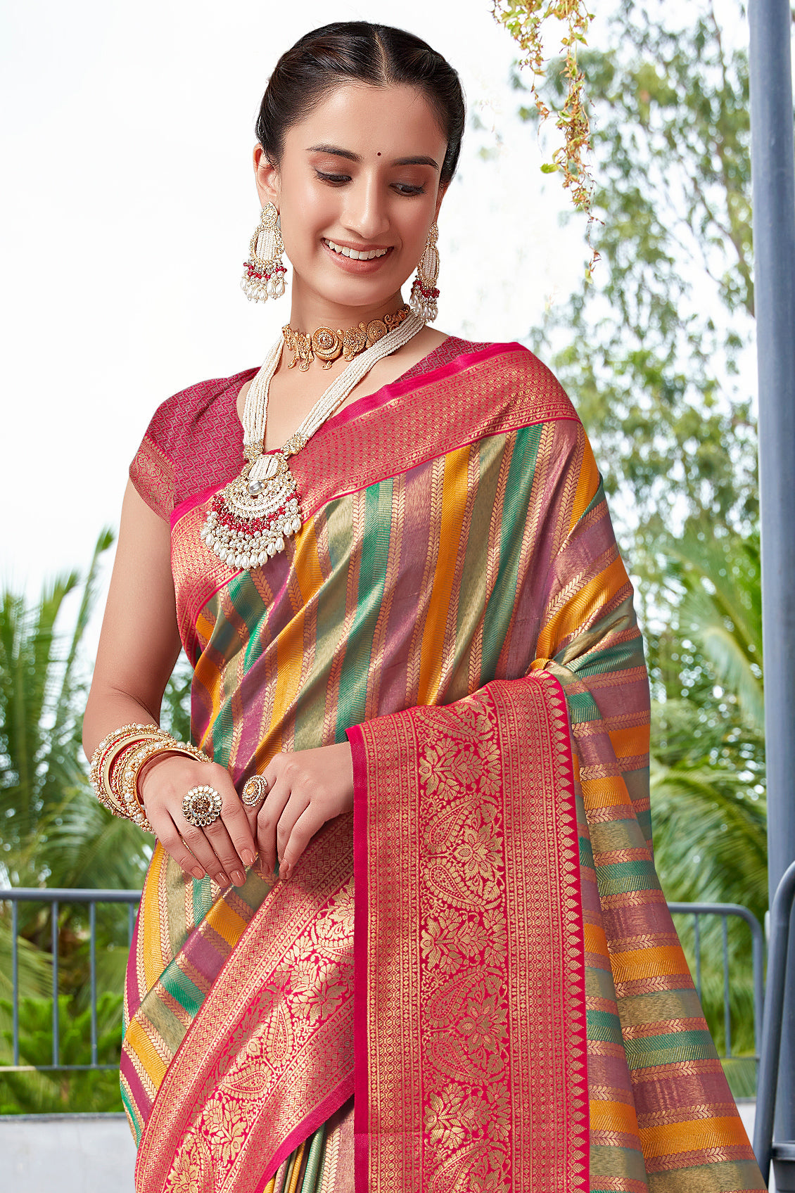 Multicolor Silk Kanjivaram Saree-ZB132341_3