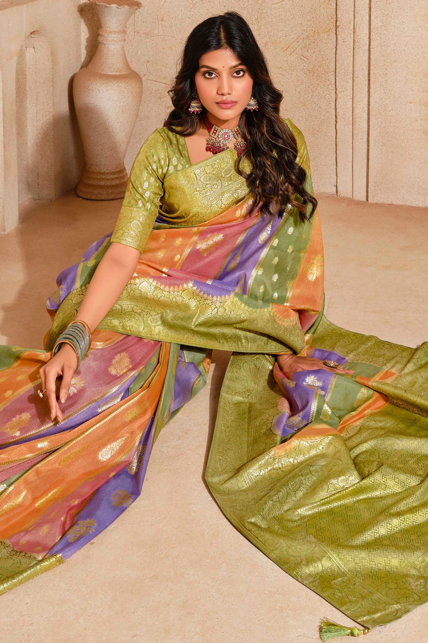 Multicolor Woven Banarasi Saree-ZB133953_3_SareeButa.com