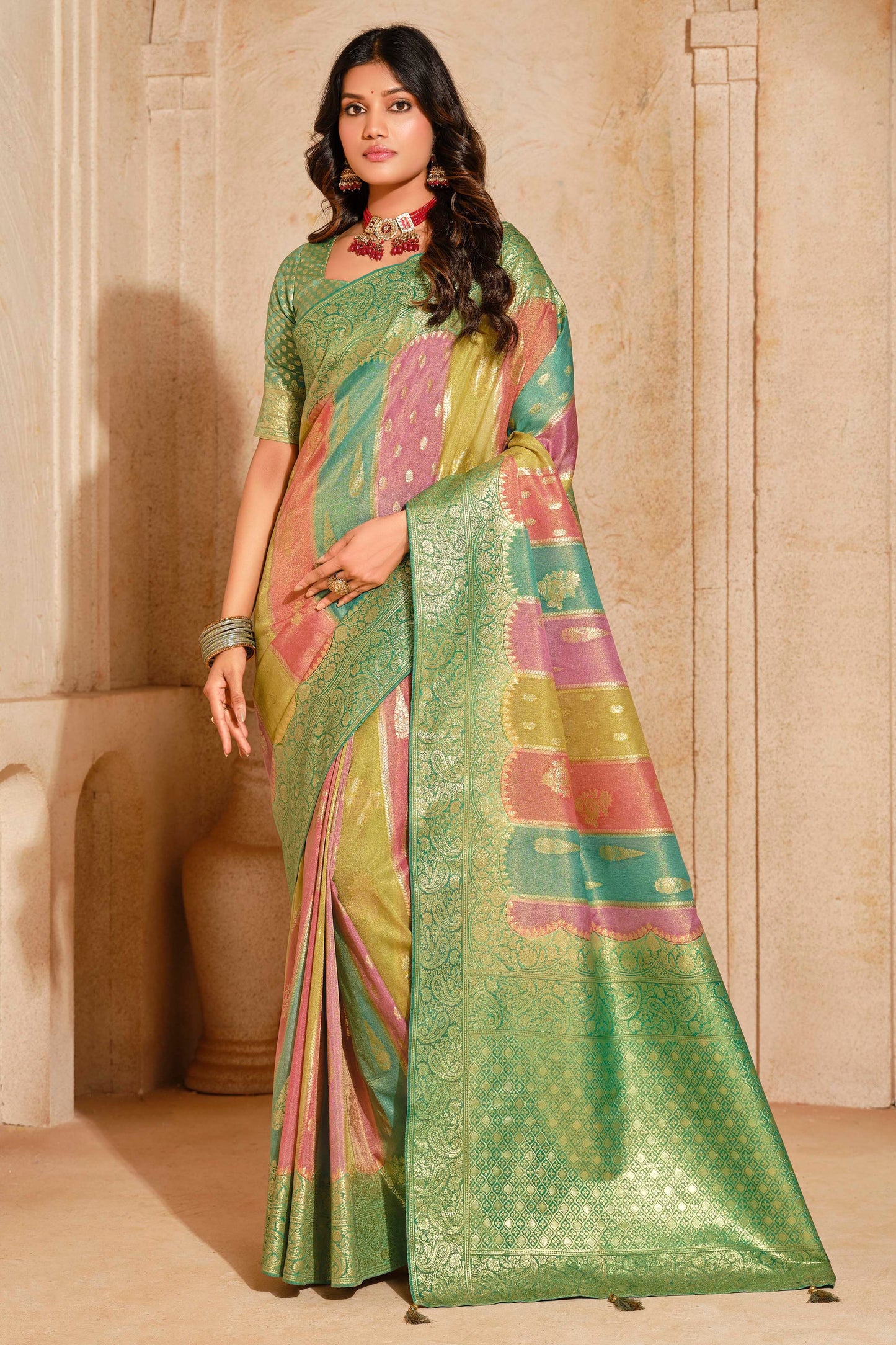 Multicolor Woven Banarasi Saree-ZB133954_1_SareeButa.com