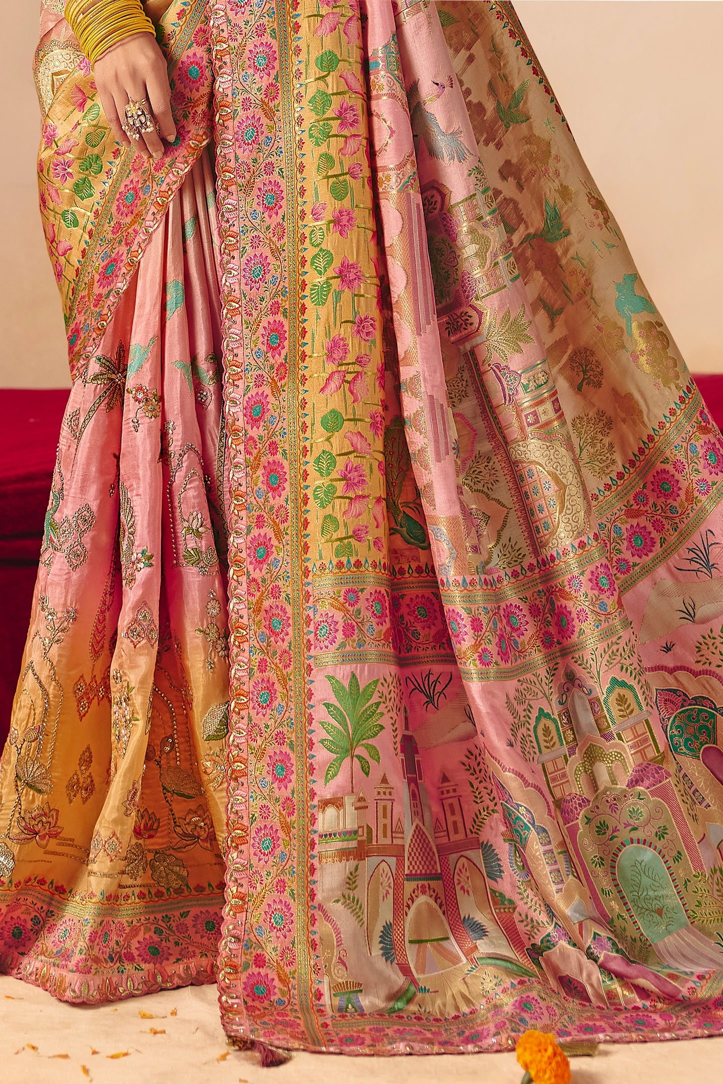 Multicolor Zari Work Dola Silk Saree With Embroidery-SAR12072_5_SareeButa.com