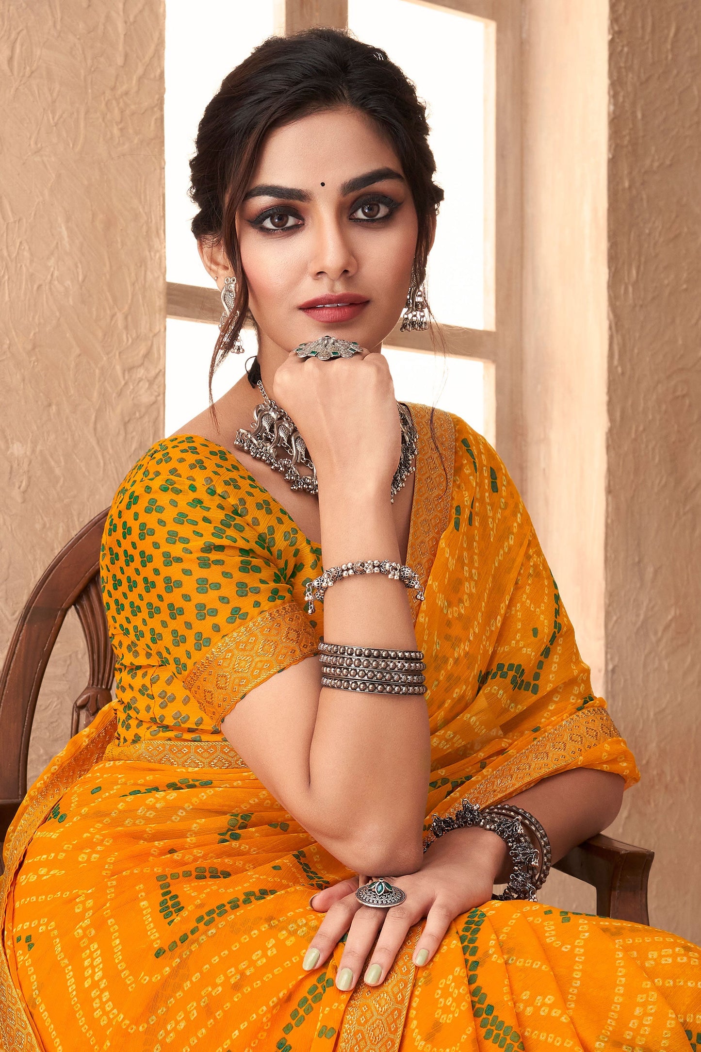 mustard-yellow-chiffon-printed-bandhani-saree-zb131319_2_SareeButa.com