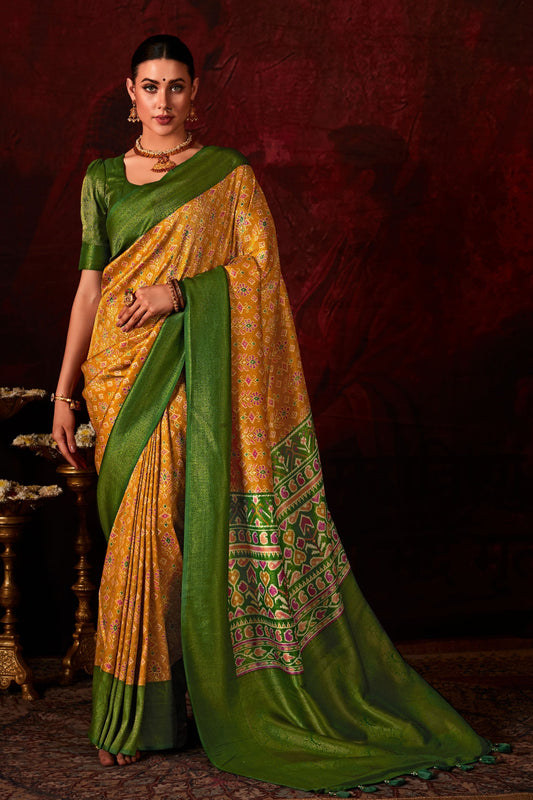 mustard-printed-patola-silk-saree-zb131058_1_SareeButa.com