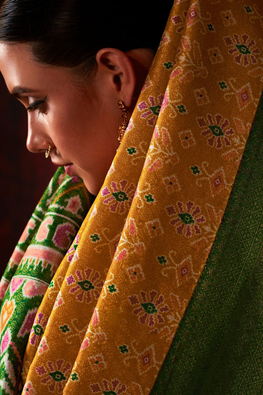 mustard-printed-patola-silk-saree-zb131058_2_SareeButa.com