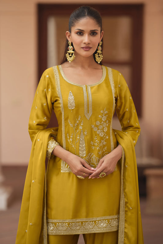 Mustard Readymade Satin Silk Sharara Suit-SS843_2_SareeButa.com
