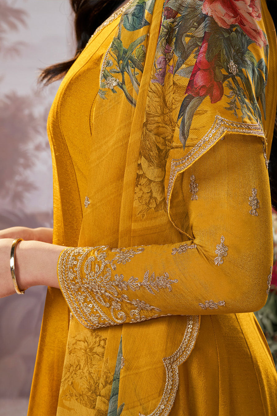 Mustard Readymade Silk Anarkali Suit-SS957_5_SareeButa.com