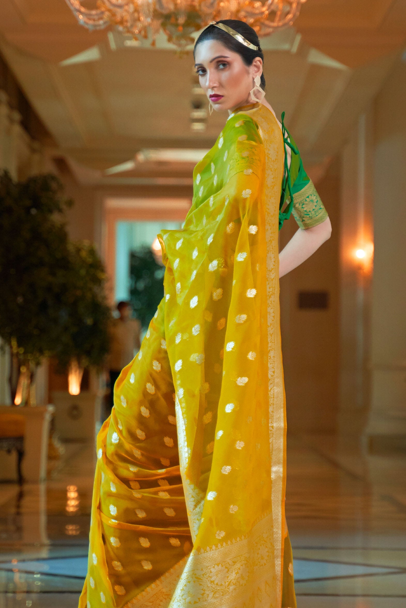 mustard-woven-organza-saree-zb131271_2_SareeButa.com