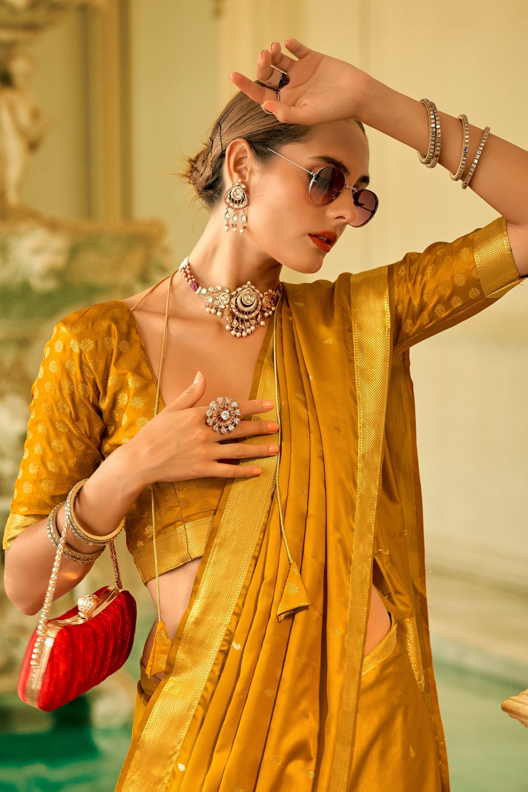 mustard-woven-satin-silk-saree-zb131196_2_SareeButa.com