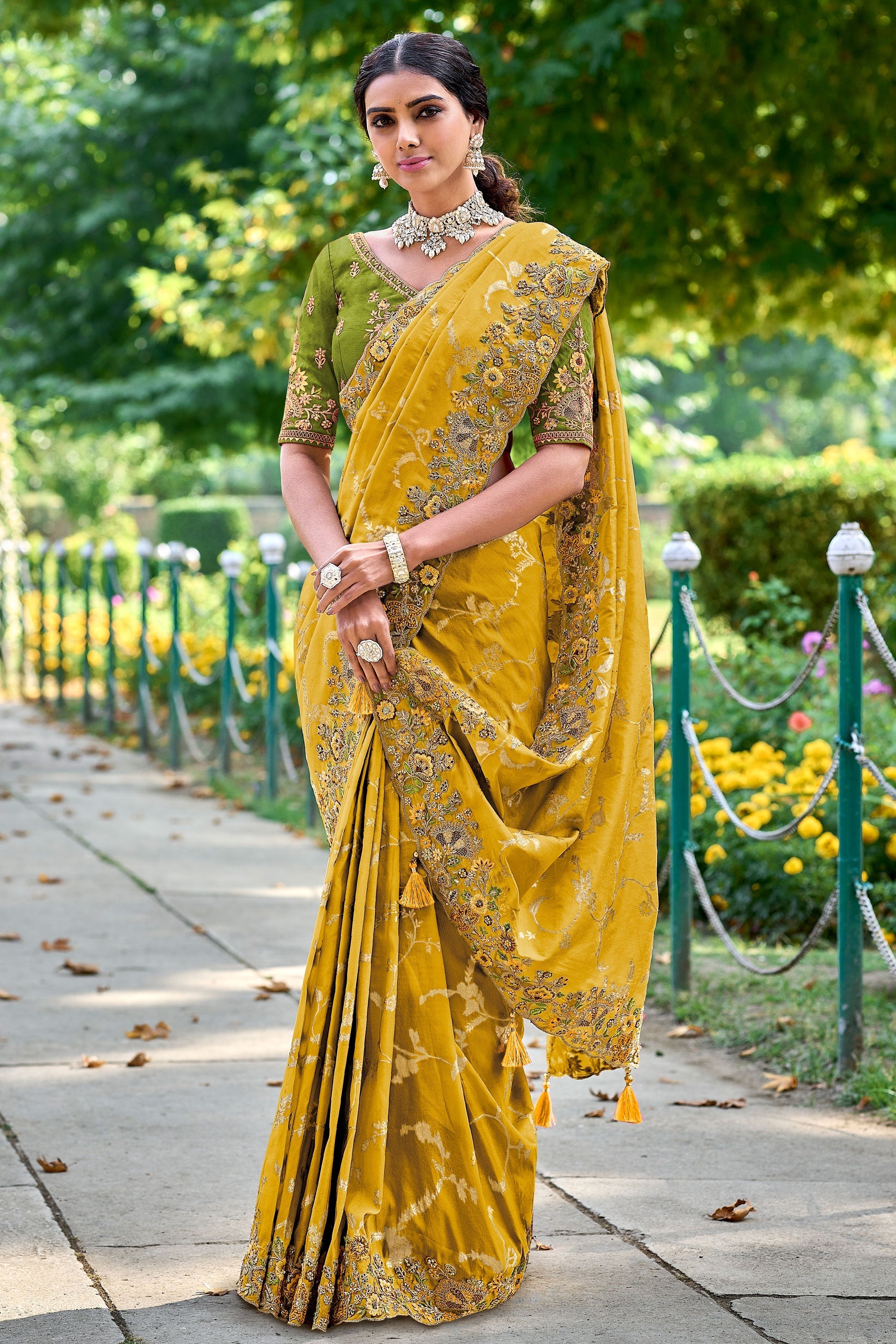 mustard-yellow-embroidered-banarasi-saree-zb131858_1_SareeButa.com