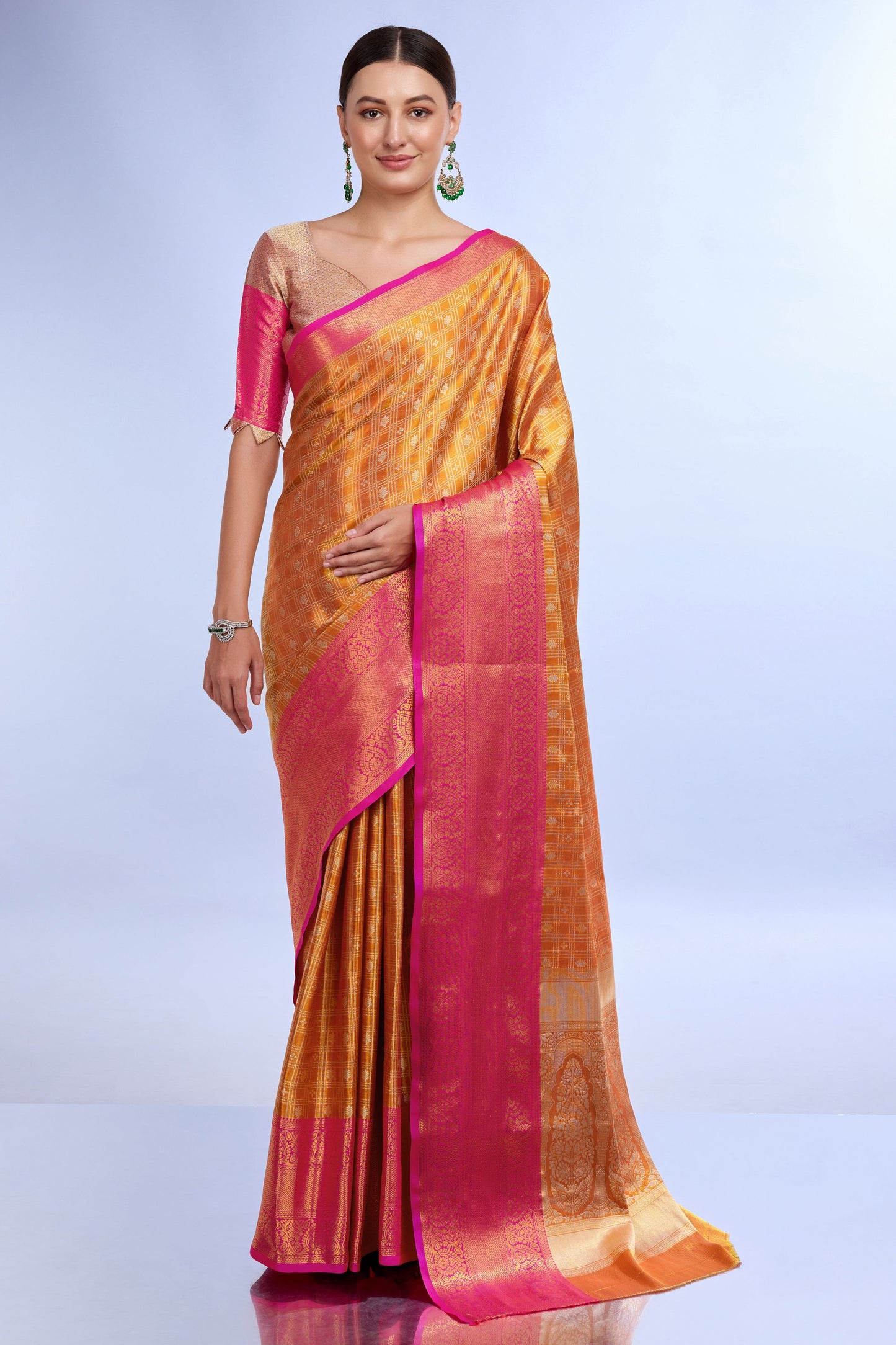 Mustard Yellow Mysore Silk Saree-ZB132219_1