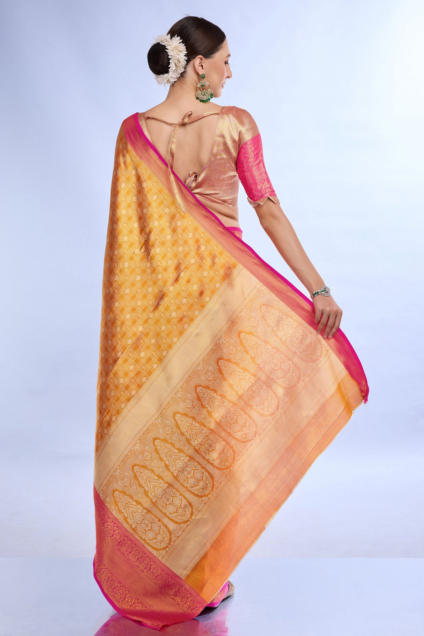 Mustard Yellow Mysore Silk Saree-ZB132219_4