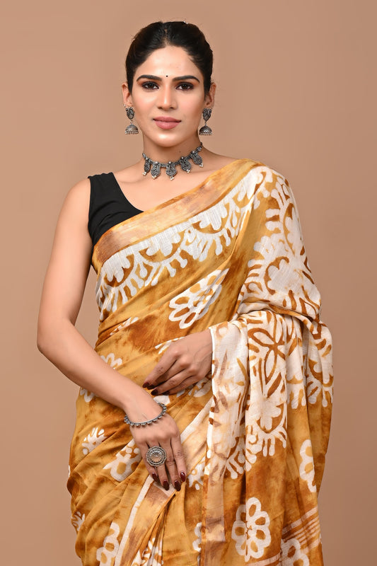 mustard-handblock-print-cotton-linen-saree-zb132588_2_SareeButa.com