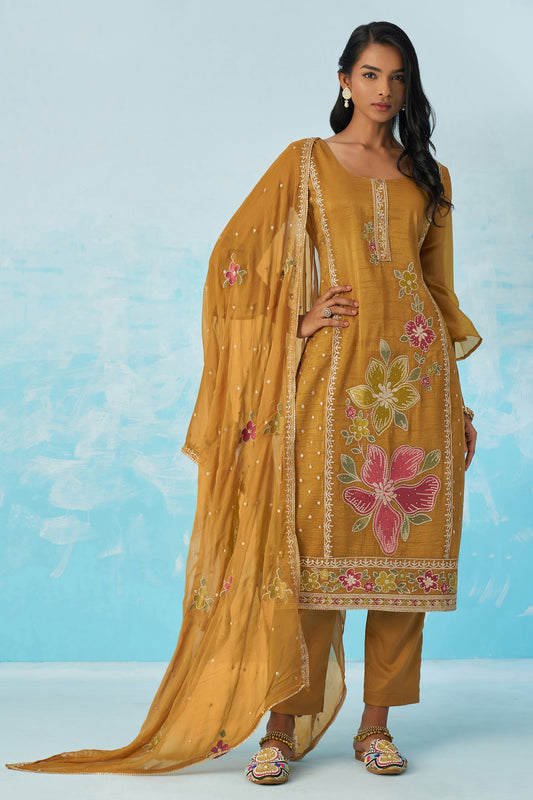 Mustard Readymade Embroidered Silk Suit-SAR11647_1_SareeButa.com