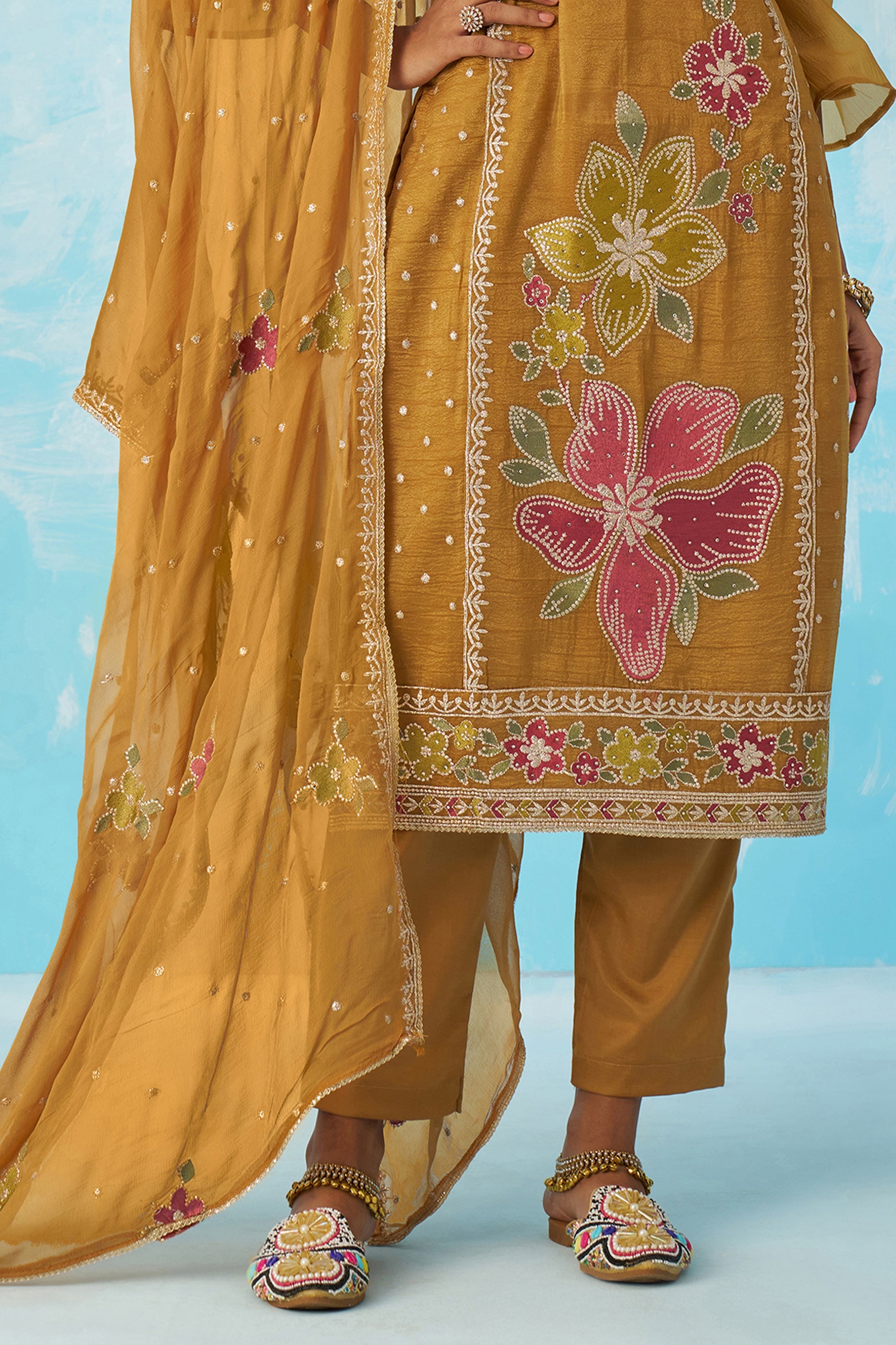 Mustard Readymade Embroidered Silk Suit-SAR11647_5_SareeButa.com