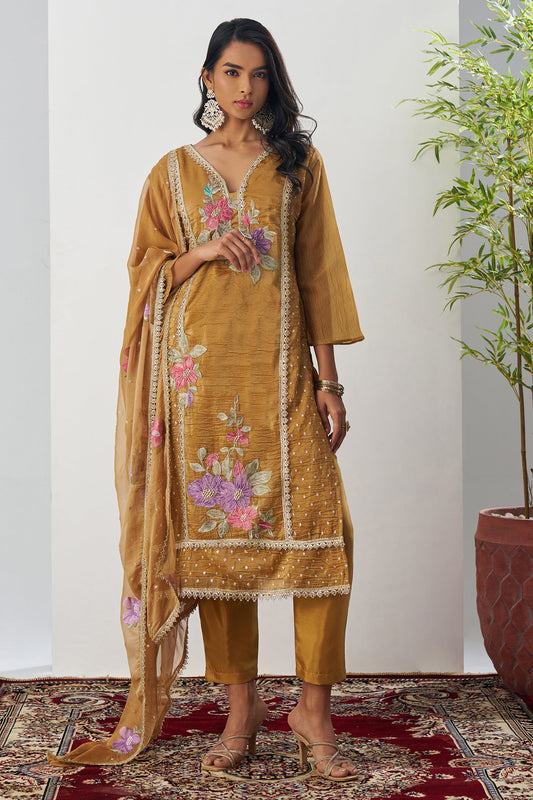 Mustard Readymade Embroidered Silk Suit-SAR11648_1_SareeButa.com