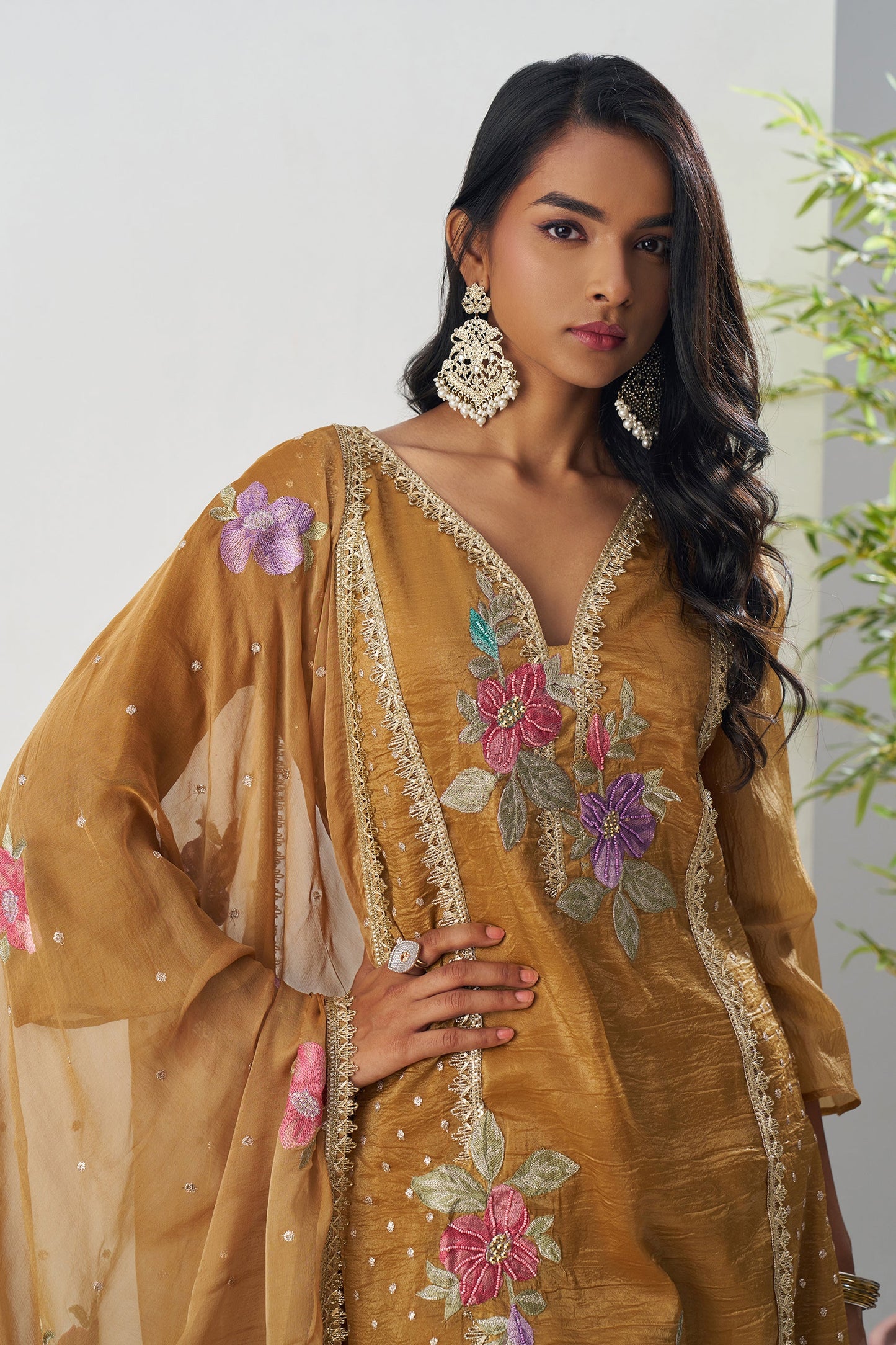 Mustard Readymade Embroidered Silk Suit-SAR11648_2_SareeButa.com