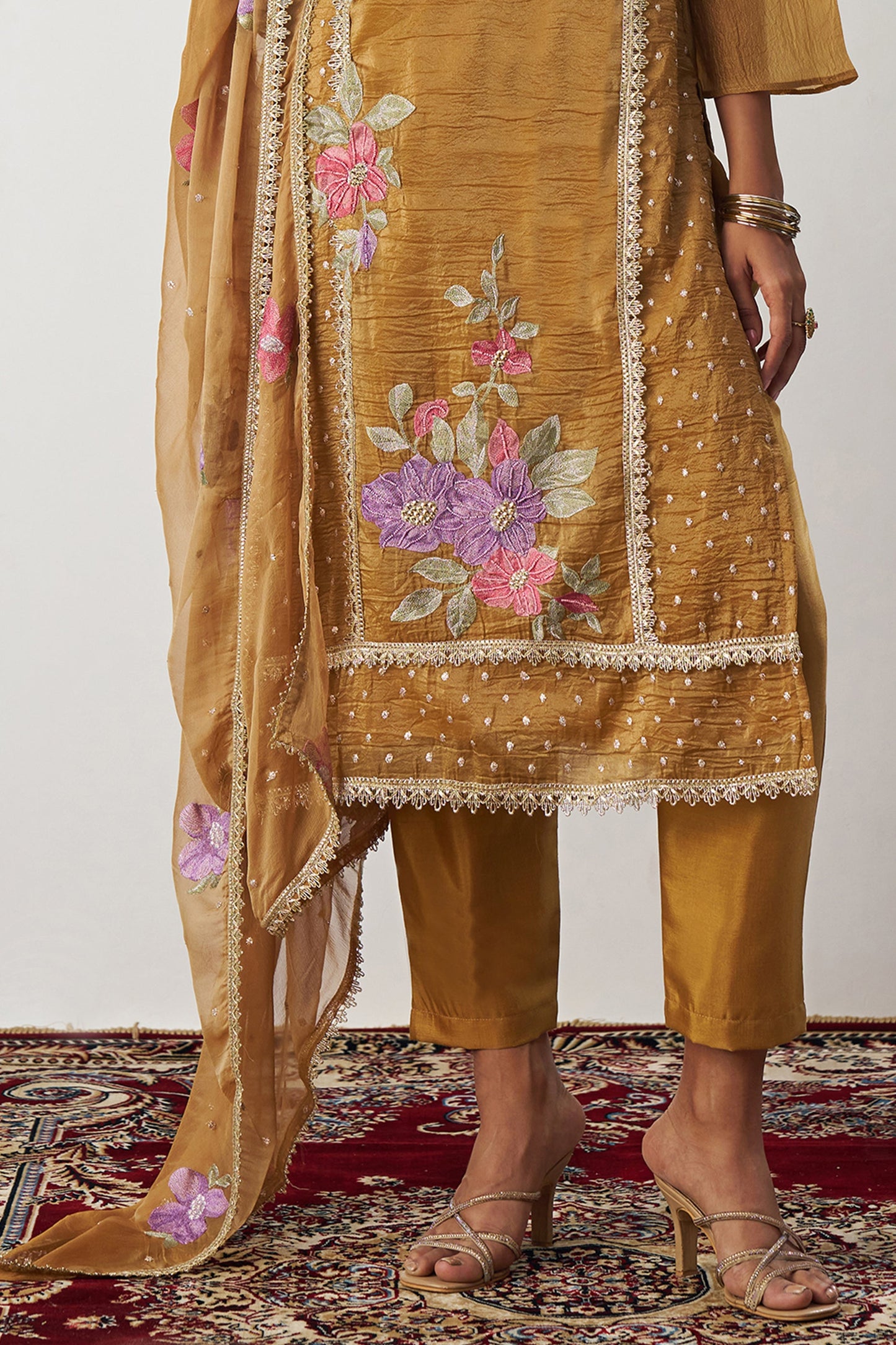 Mustard Readymade Embroidered Silk Suit-SAR11648_5_SareeButa.com