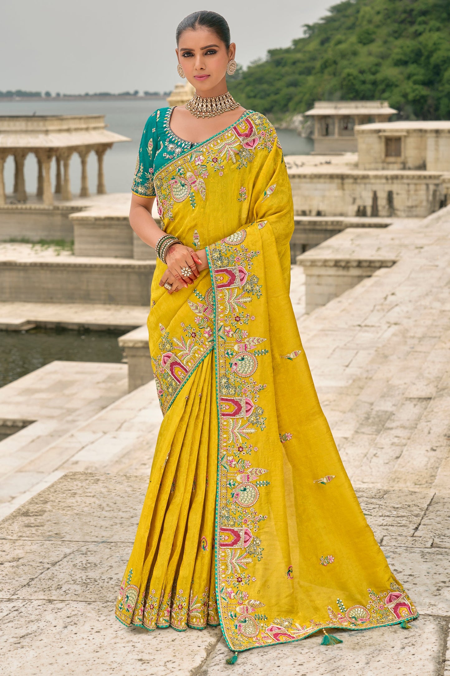 Mustard Yellow Banarasi Saree-ZB133322_1_SareeButa.com