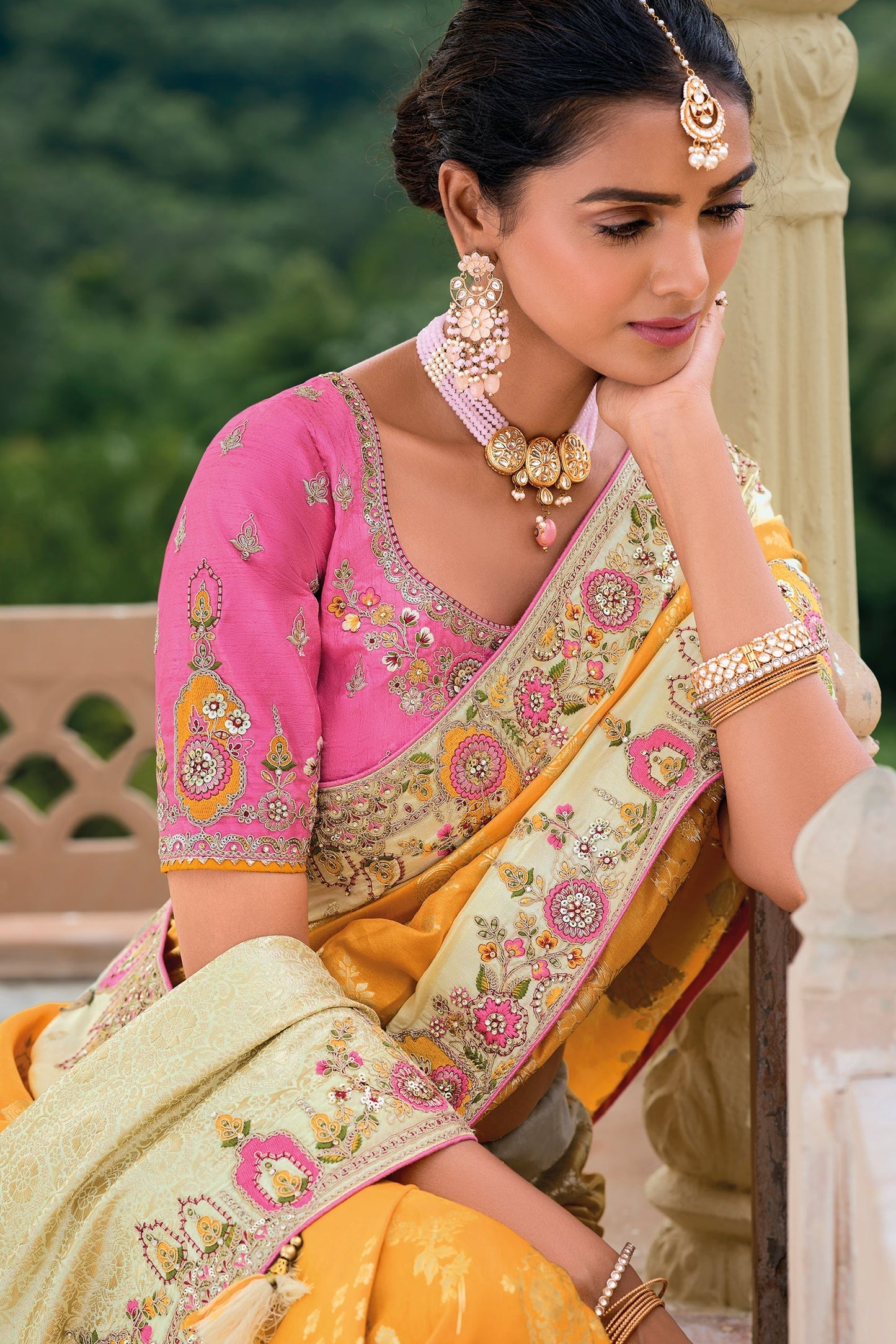 Mustard Yellow Banarasi Saree-ZB133337_2_SareeButa.com