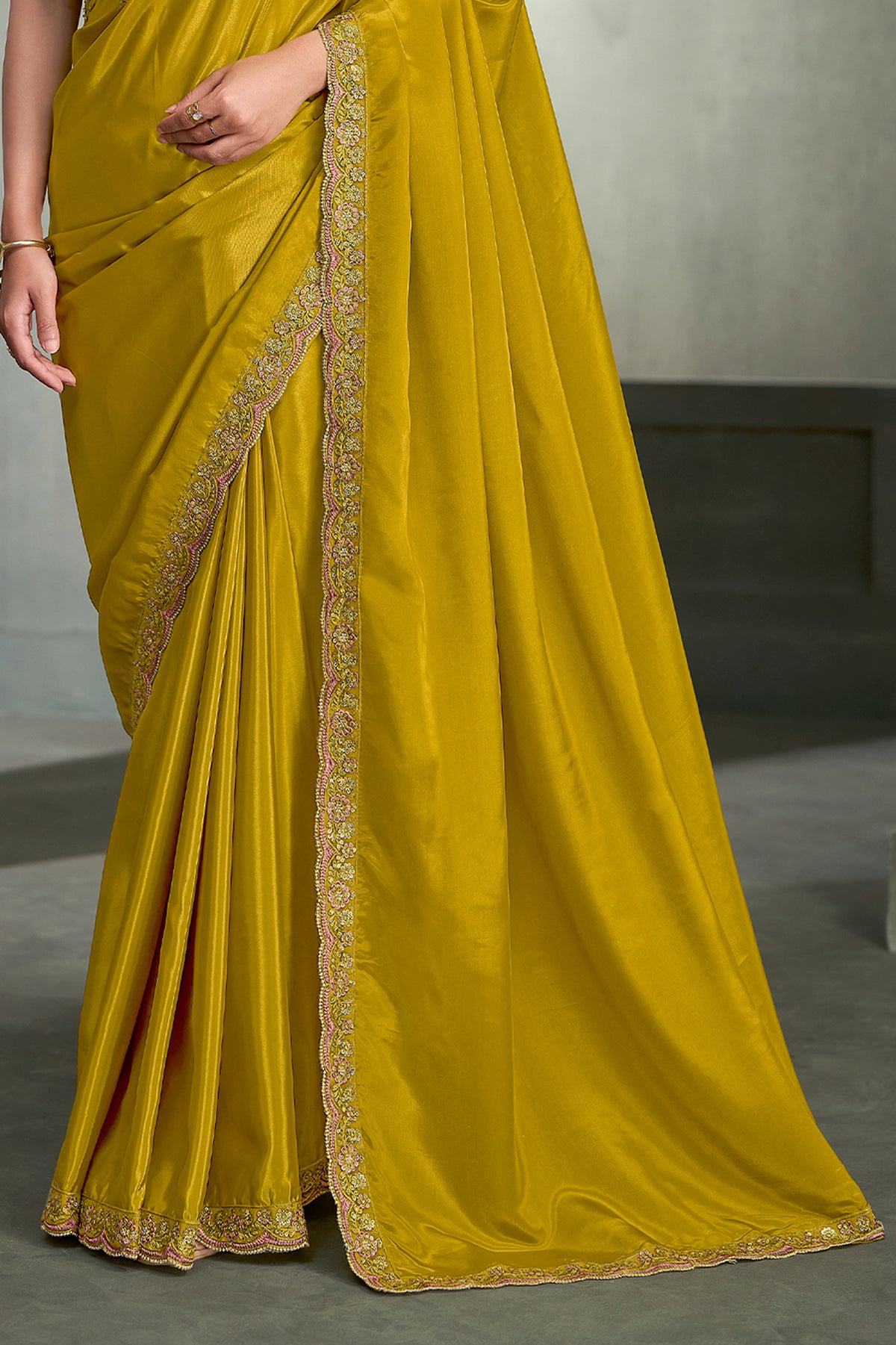 Mustard Yellow Embroidered Crepe Silk Saree-SAR13277_5_SareeButa.com