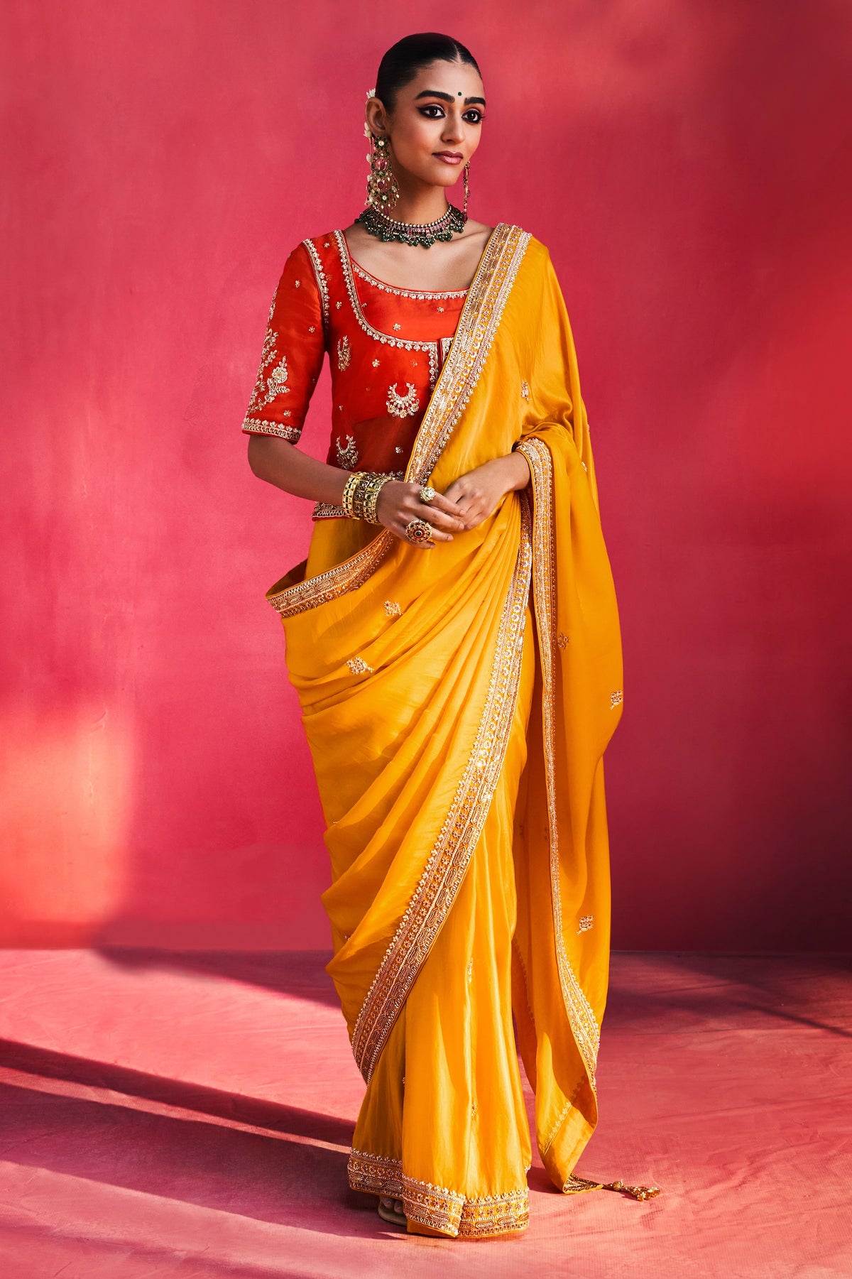 Mustard Yellow Embroidered Natural Silk Saree-SAR13301_1_SareeButa.com