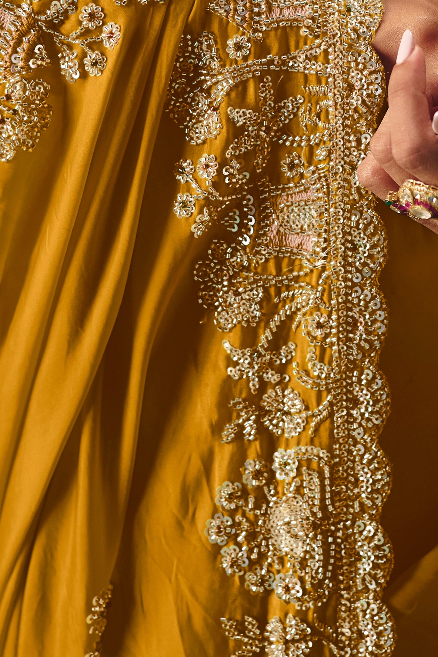 Mustard Yellow Embroidered Organza Saree-SAR12020_3_SareeButa.com