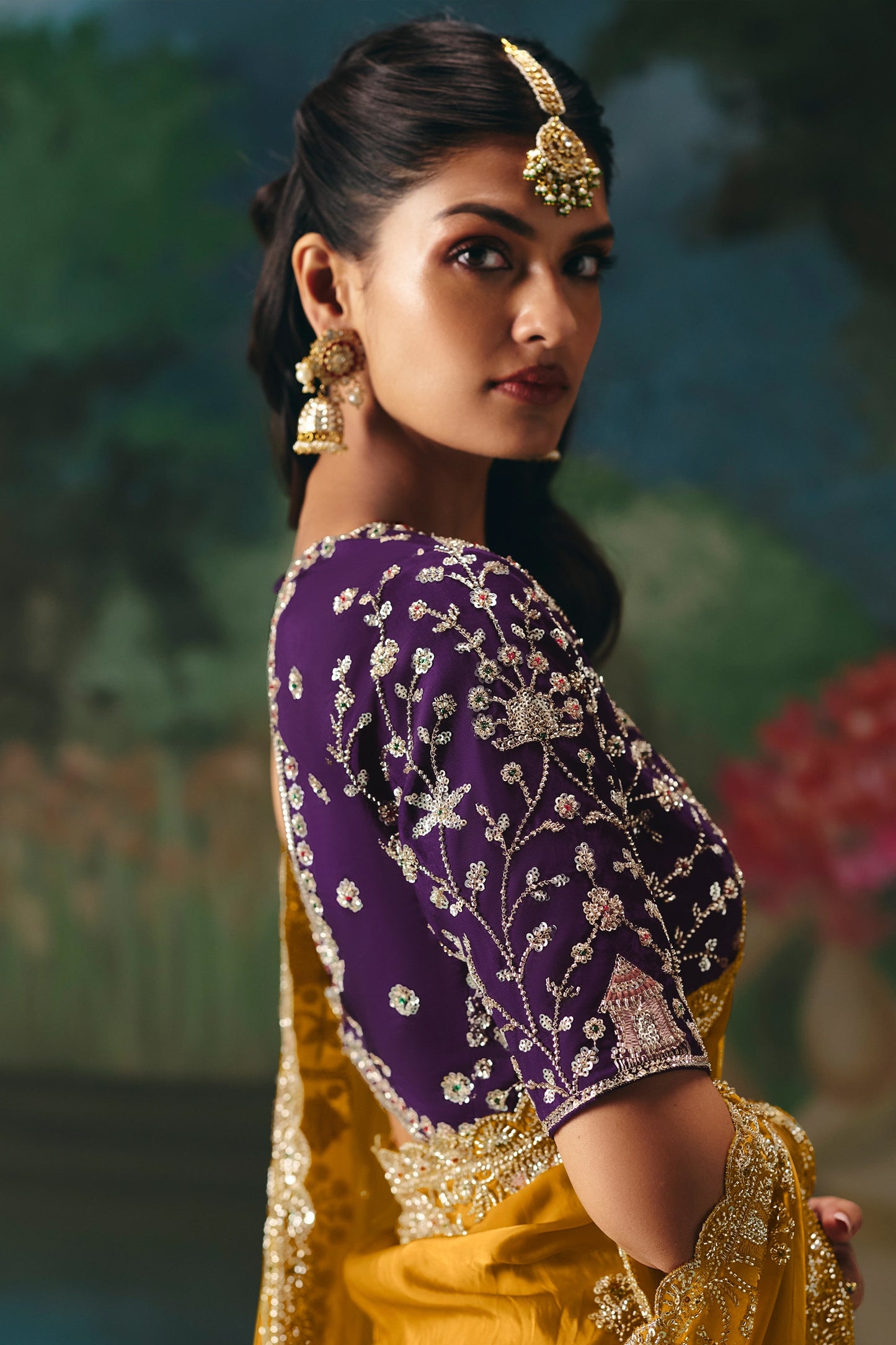 Mustard Yellow Embroidered Organza Saree-SAR12020_4_SareeButa.com