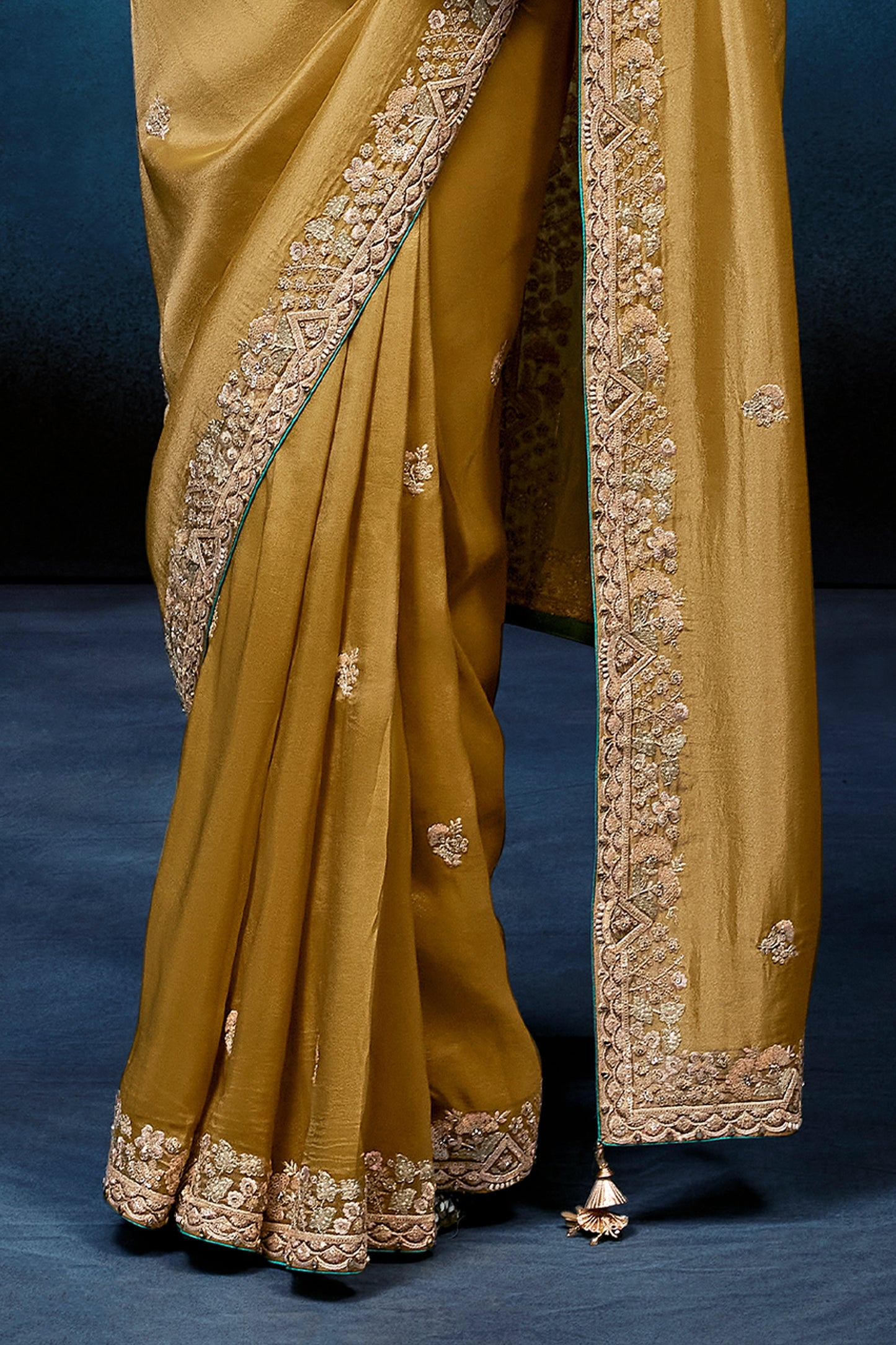 Mustard Yellow Embroidered Organza Silk Saree-SAR12596_5_SareeButa.com