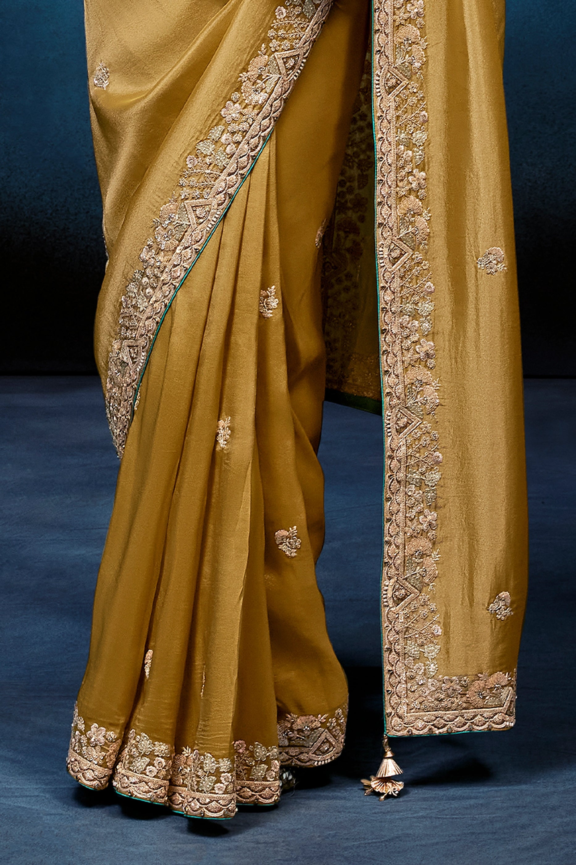 Mustard Yellow Embroidered Organza Silk Saree-SAR12596_5_SareeButa.com