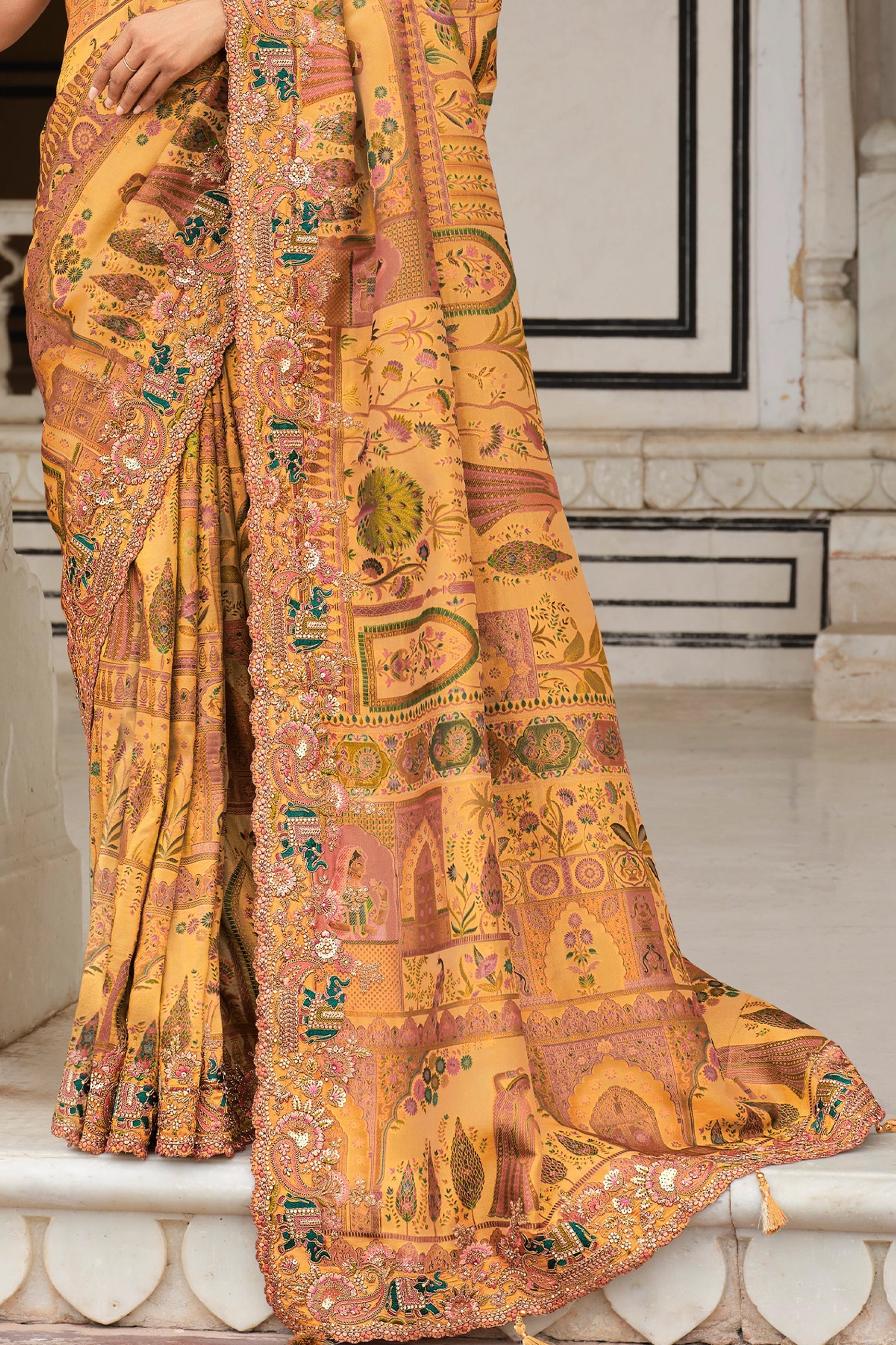 Mustard Yellow Embroidered Silk Saree-SAR11385_4_SareeButa.com