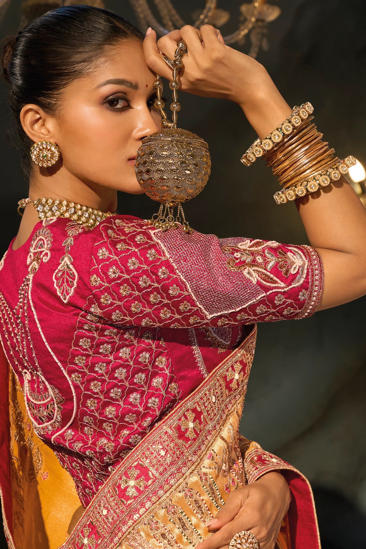 Mustard Yellow Embroidered Silk Saree-SAR13259_3_SareeButa.com