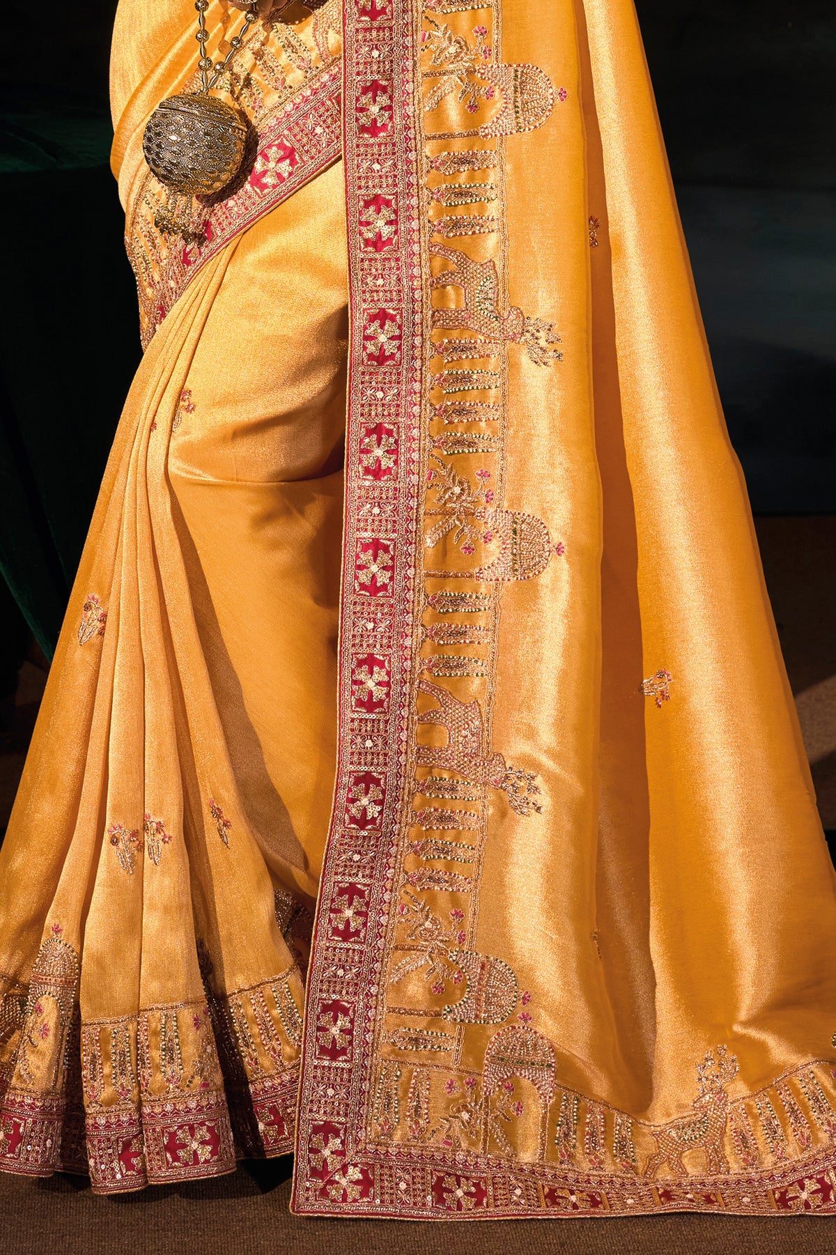 Mustard Yellow Embroidered Silk Saree-SAR13259_6_SareeButa.com